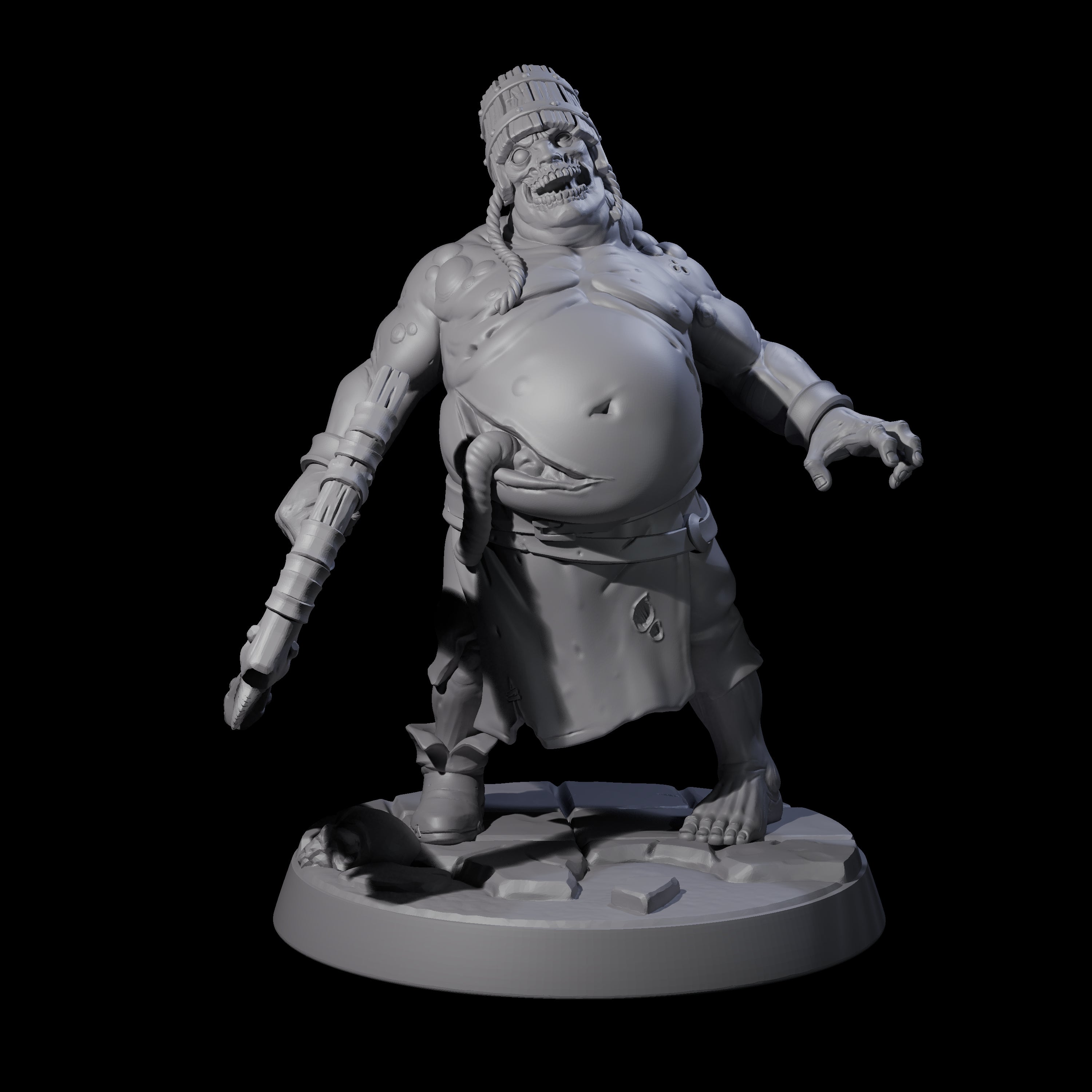 Bloated Stinky Zombie Guard D Miniature for Dungeons and Dragons, Pathfinder or other TTRPGs