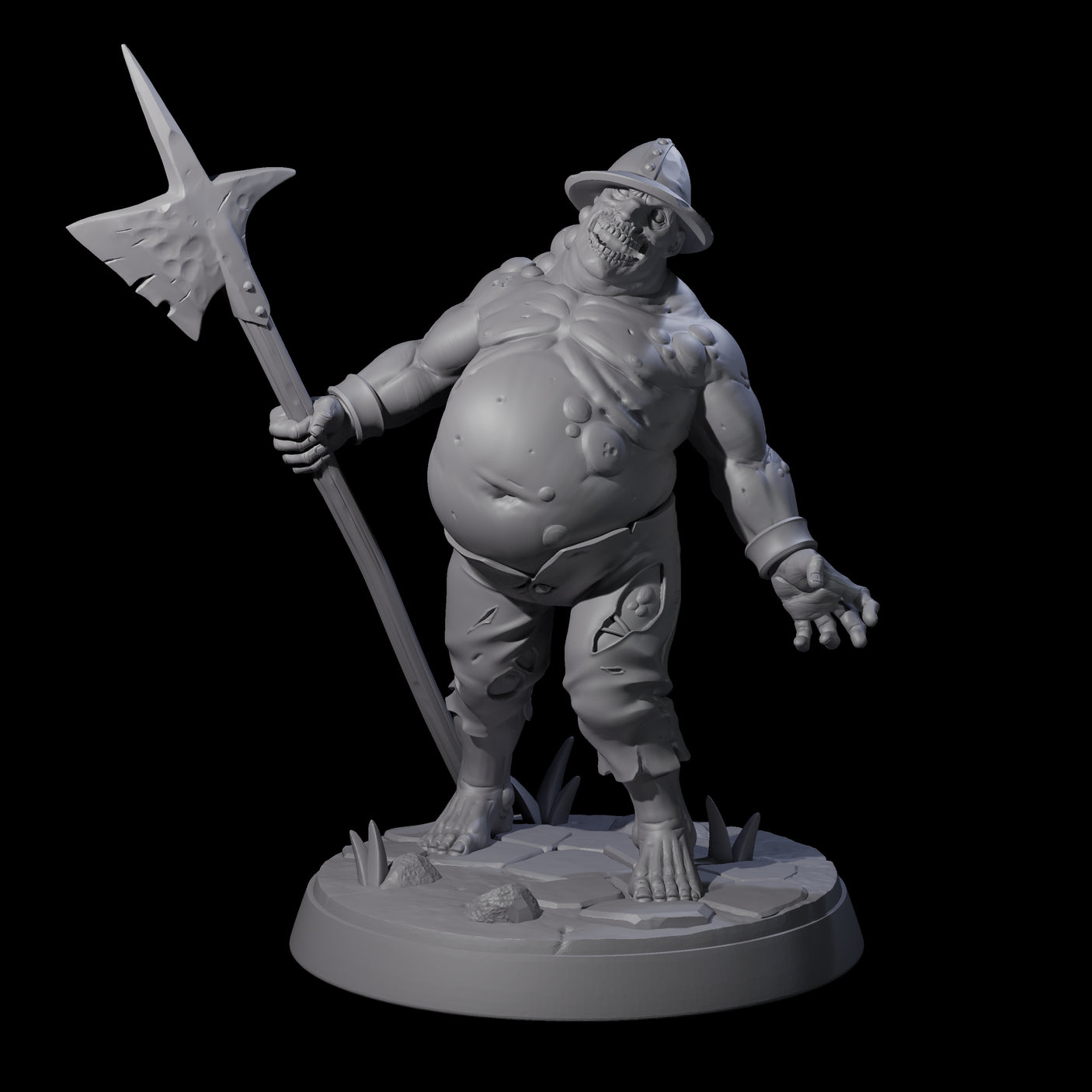 Bloated Stinky Zombie Guards Miniature for Dungeons and Dragons, Pathfinder or other TTRPGs