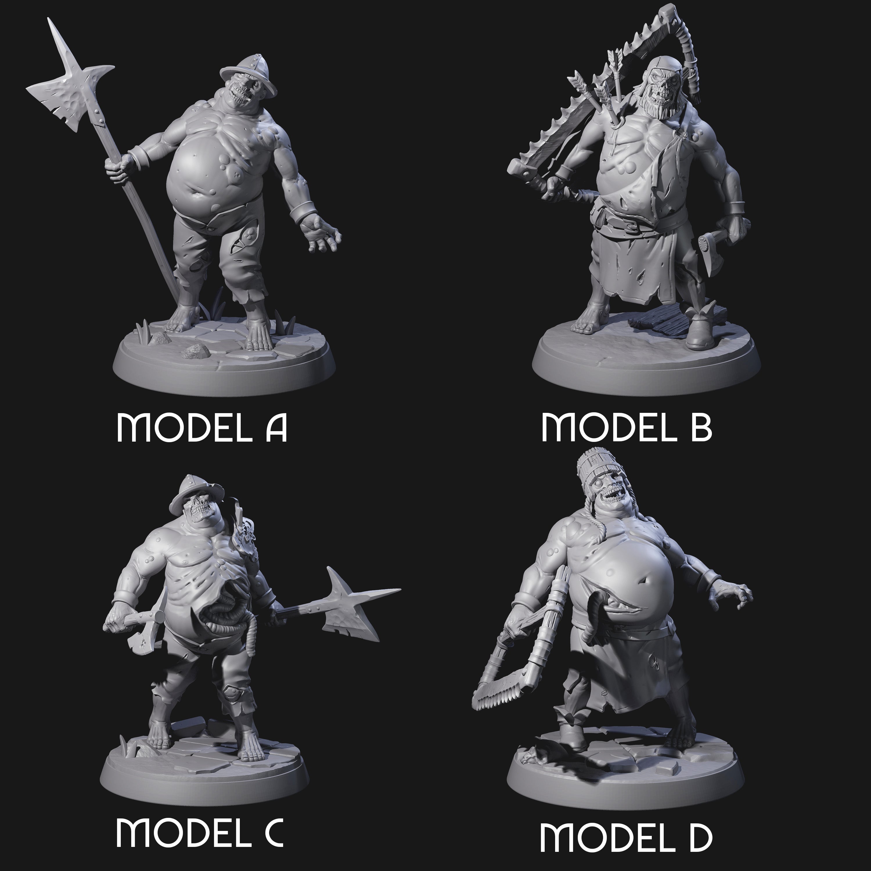 Bloated Stinky Zombie Guards Miniature for Dungeons and Dragons, Pathfinder or other TTRPGs