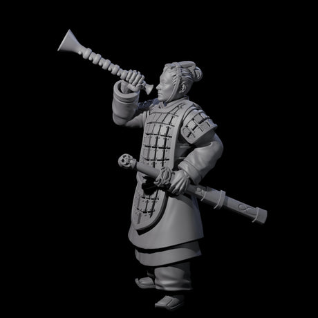 Blowing Chinese Musician Miniature for Dungeons and Dragons, Pathfinder or other TTRPGs