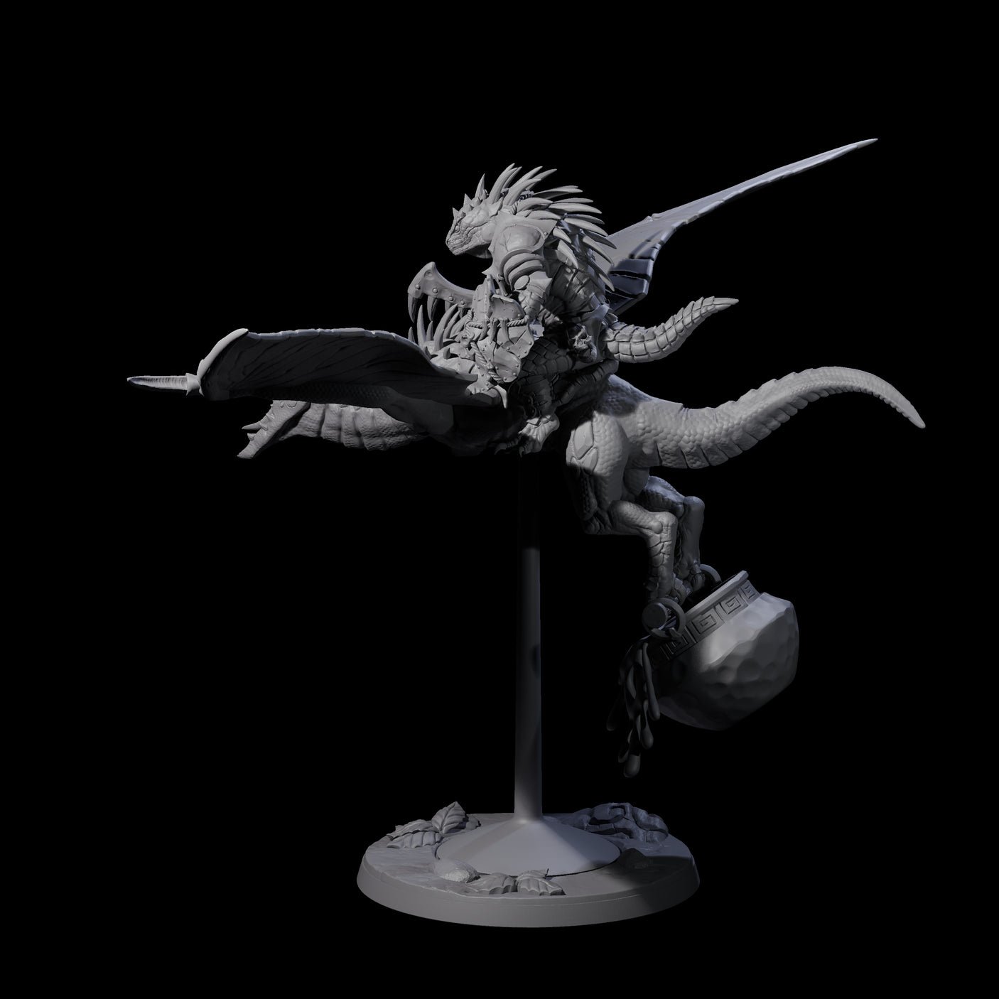 Boiling Lizardfolk Pteranodon Rider A Miniature for Dungeons and Dragons, Pathfinder or other TTRPGs