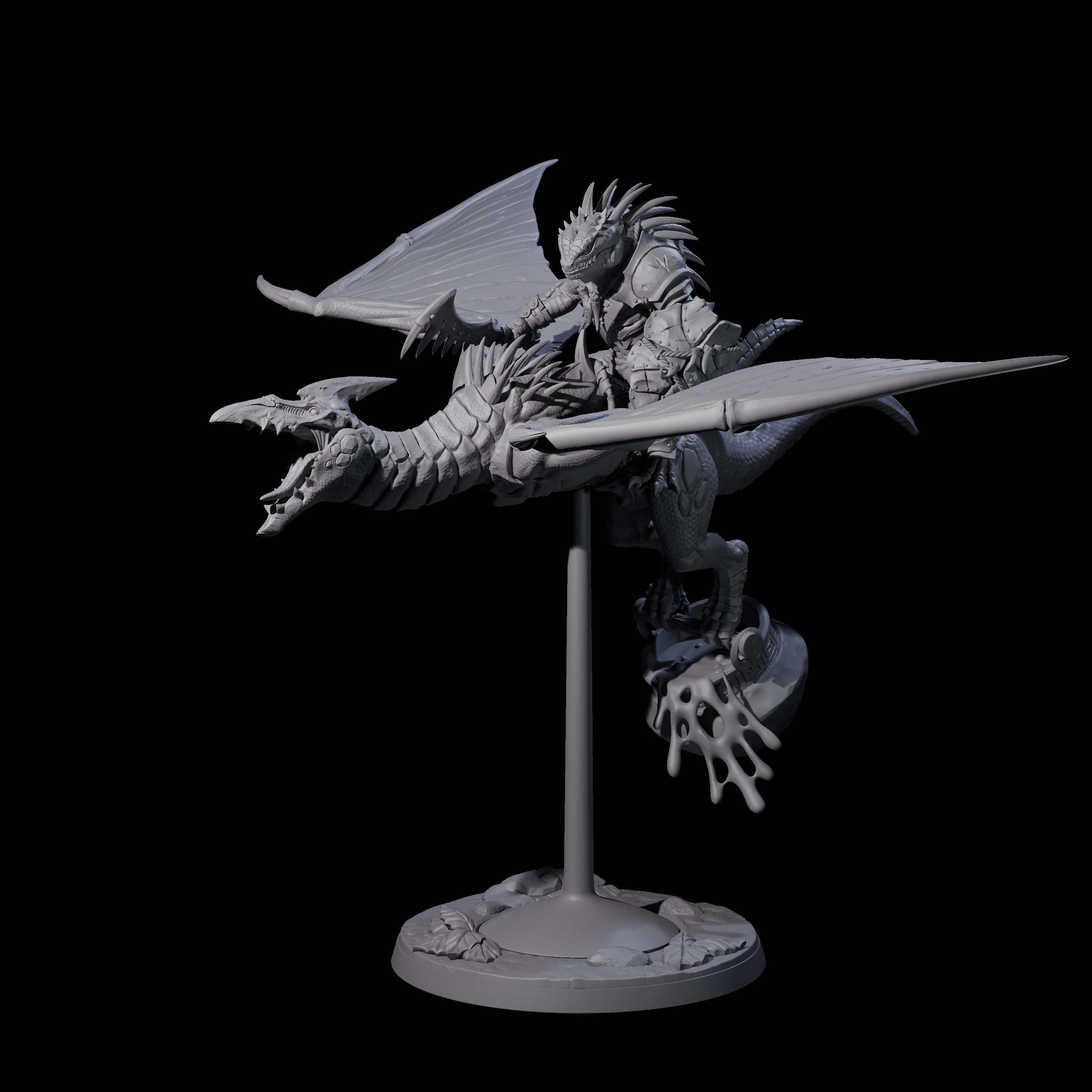 Boiling Lizardfolk Pteranodon Rider A Miniature for Dungeons and Dragons, Pathfinder or other TTRPGs
