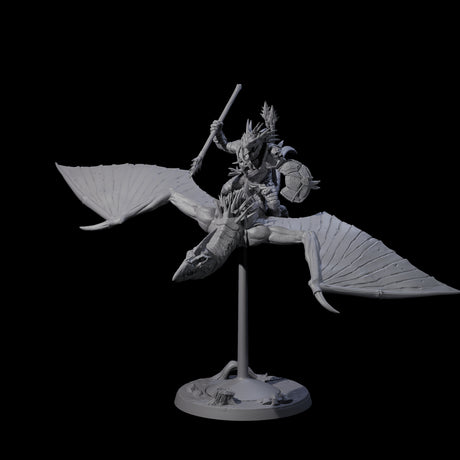 Boiling Lizardfolk Pteranodon Rider B Miniature for Dungeons and Dragons, Pathfinder or other TTRPGs