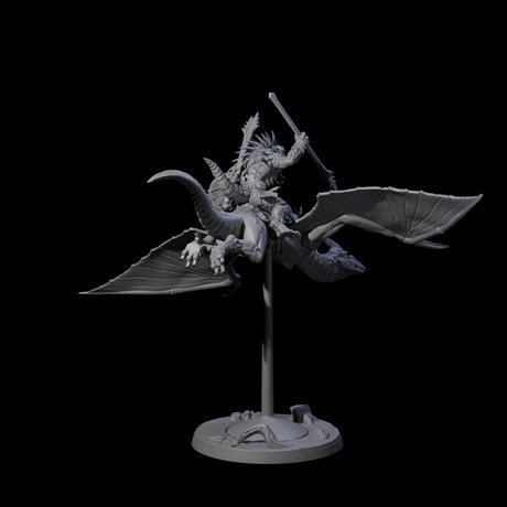 Boiling Lizardfolk Pteranodon Rider B Miniature for Dungeons and Dragons, Pathfinder or other TTRPGs
