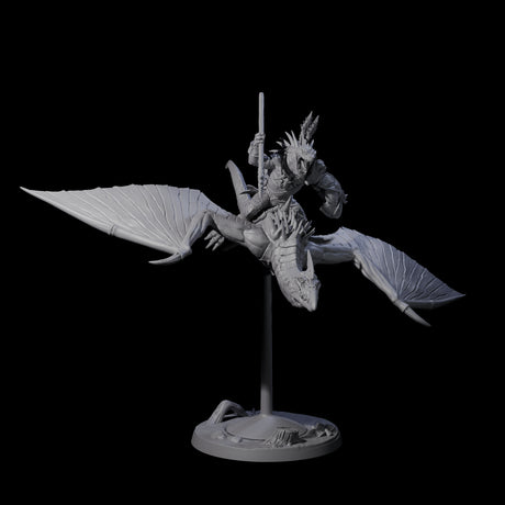 Boiling Lizardfolk Pteranodon Rider B Miniature for Dungeons and Dragons, Pathfinder or other TTRPGs