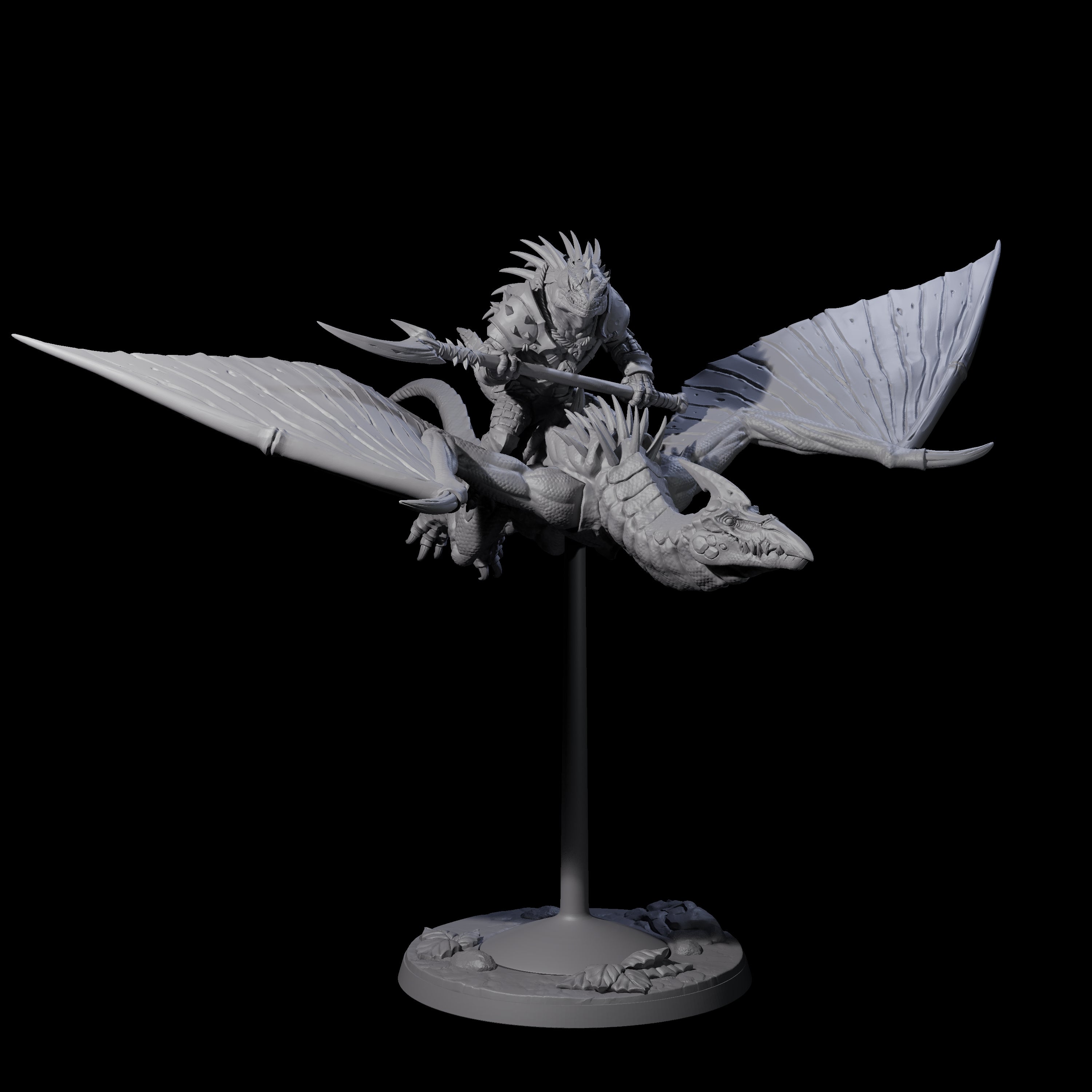 Boiling Lizardfolk Pteranodon Rider C Miniature for Dungeons and Dragons, Pathfinder or other TTRPGs