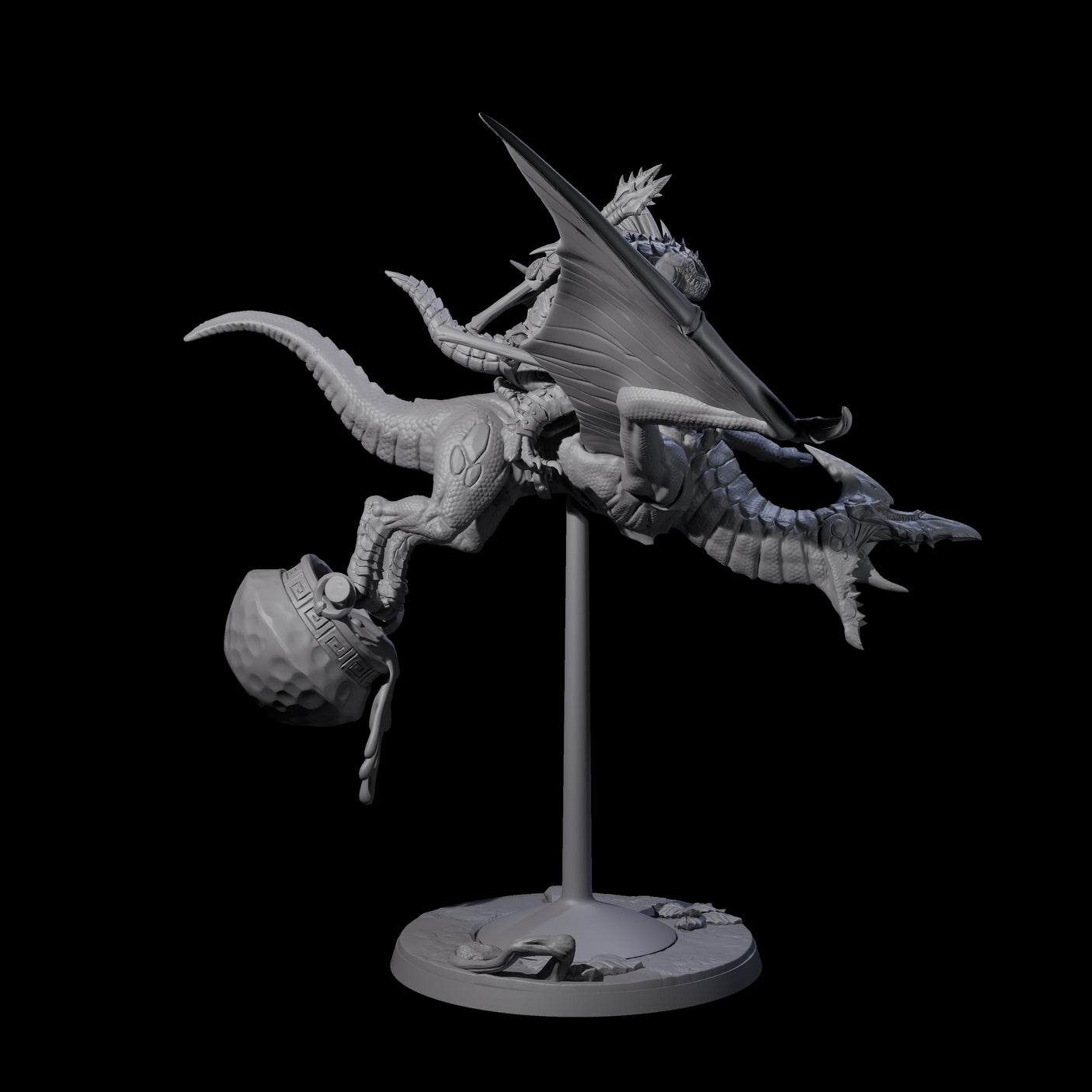 Boiling Lizardfolk Pteranodon Rider D Miniature for Dungeons and Dragons, Pathfinder or other TTRPGs