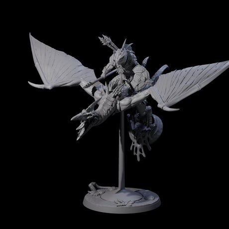 Boiling Lizardfolk Pteranodon Rider D Miniature for Dungeons and Dragons, Pathfinder or other TTRPGs