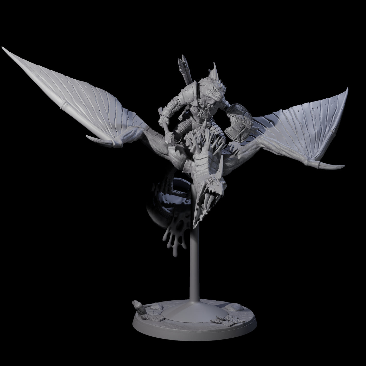 Boiling Lizardfolk Pteranodon Rider D Miniature for Dungeons and Dragons, Pathfinder or other TTRPGs