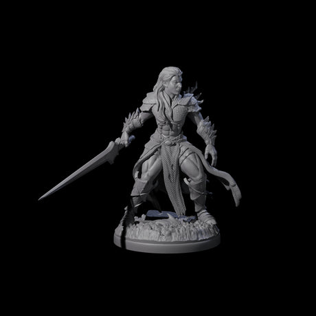 Braced Elf Fighter Miniature for Dungeons and Dragons, Pathfinder or other TTRPGs