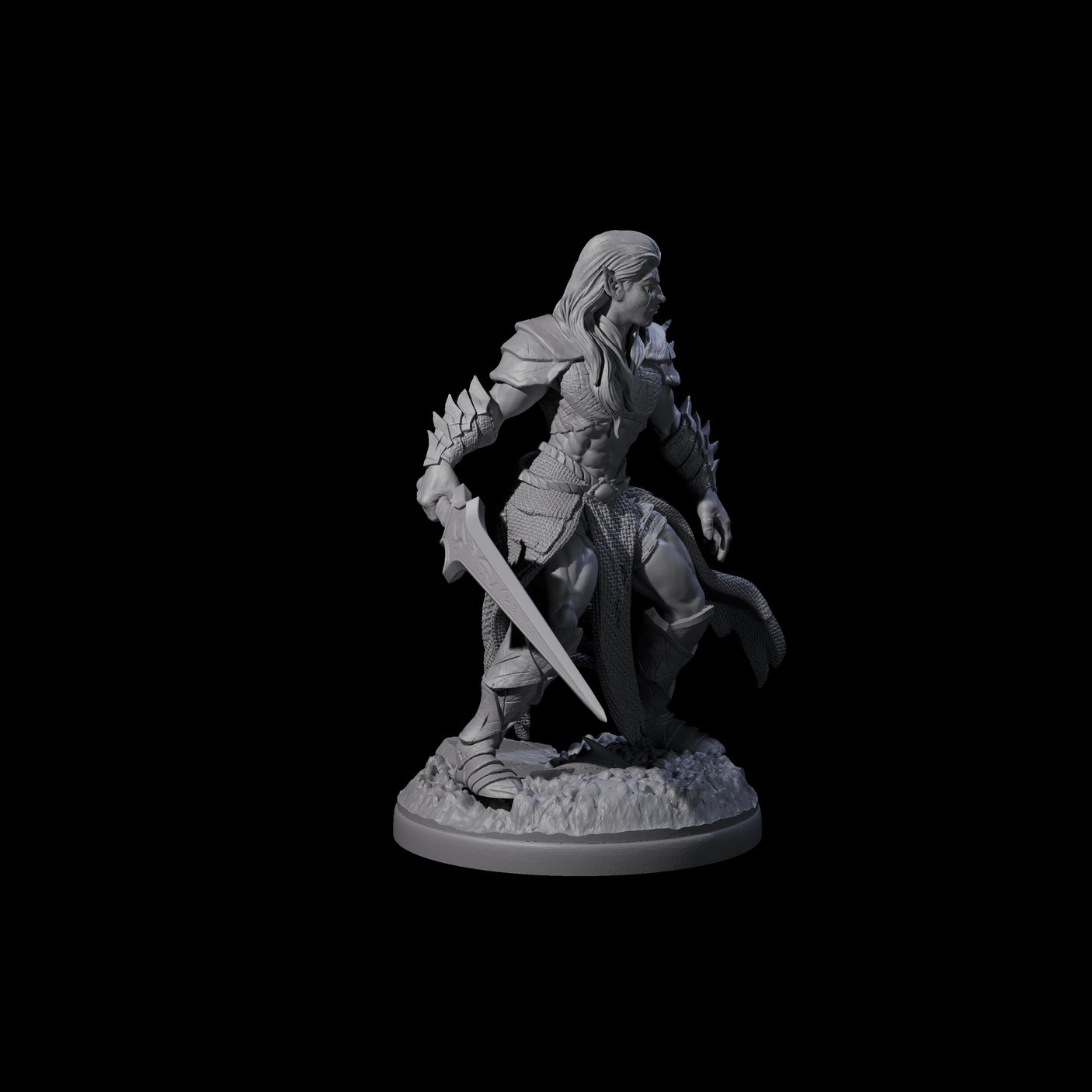 Braced Elf Fighter Miniature for Dungeons and Dragons, Pathfinder or other TTRPGs