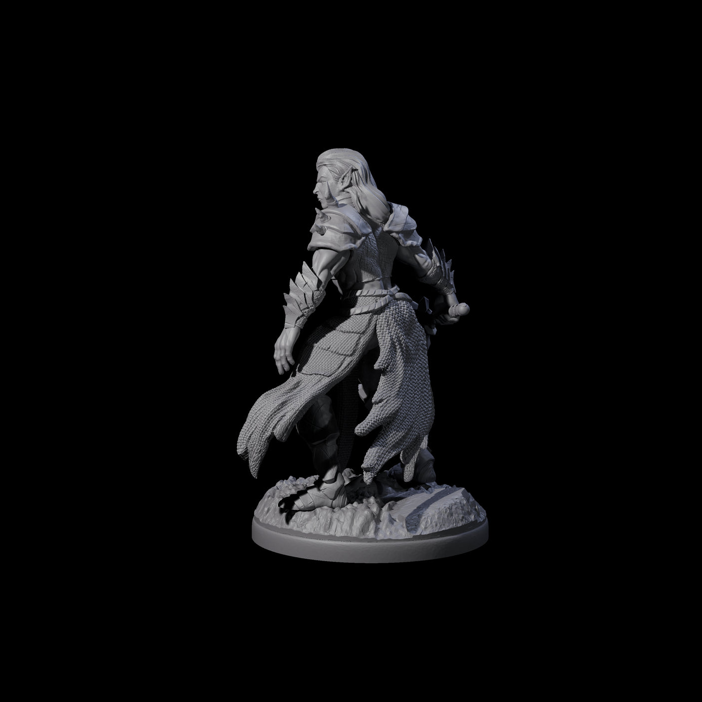 Braced Elf Fighter Miniature for Dungeons and Dragons, Pathfinder or other TTRPGs