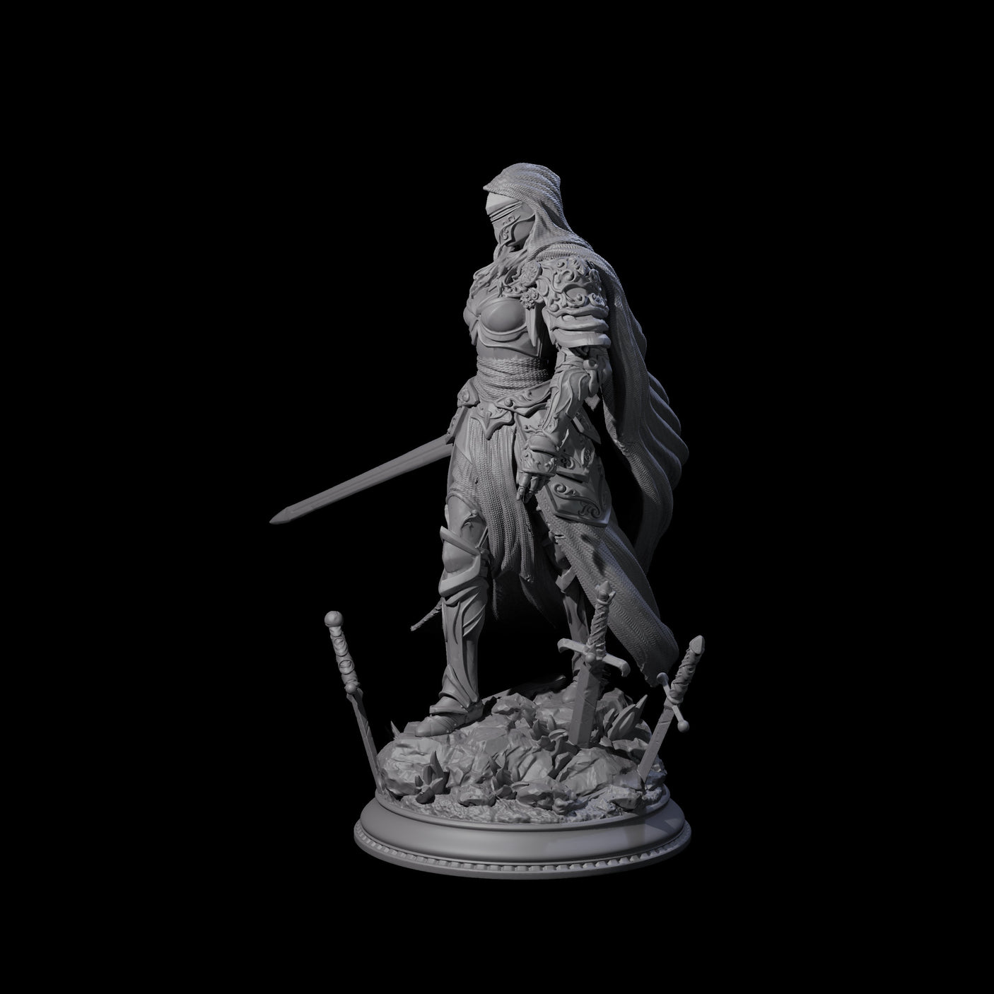 Brandishing Armoured Fighter Miniature for Dungeons and Dragons, Pathfinder or other TTRPGs