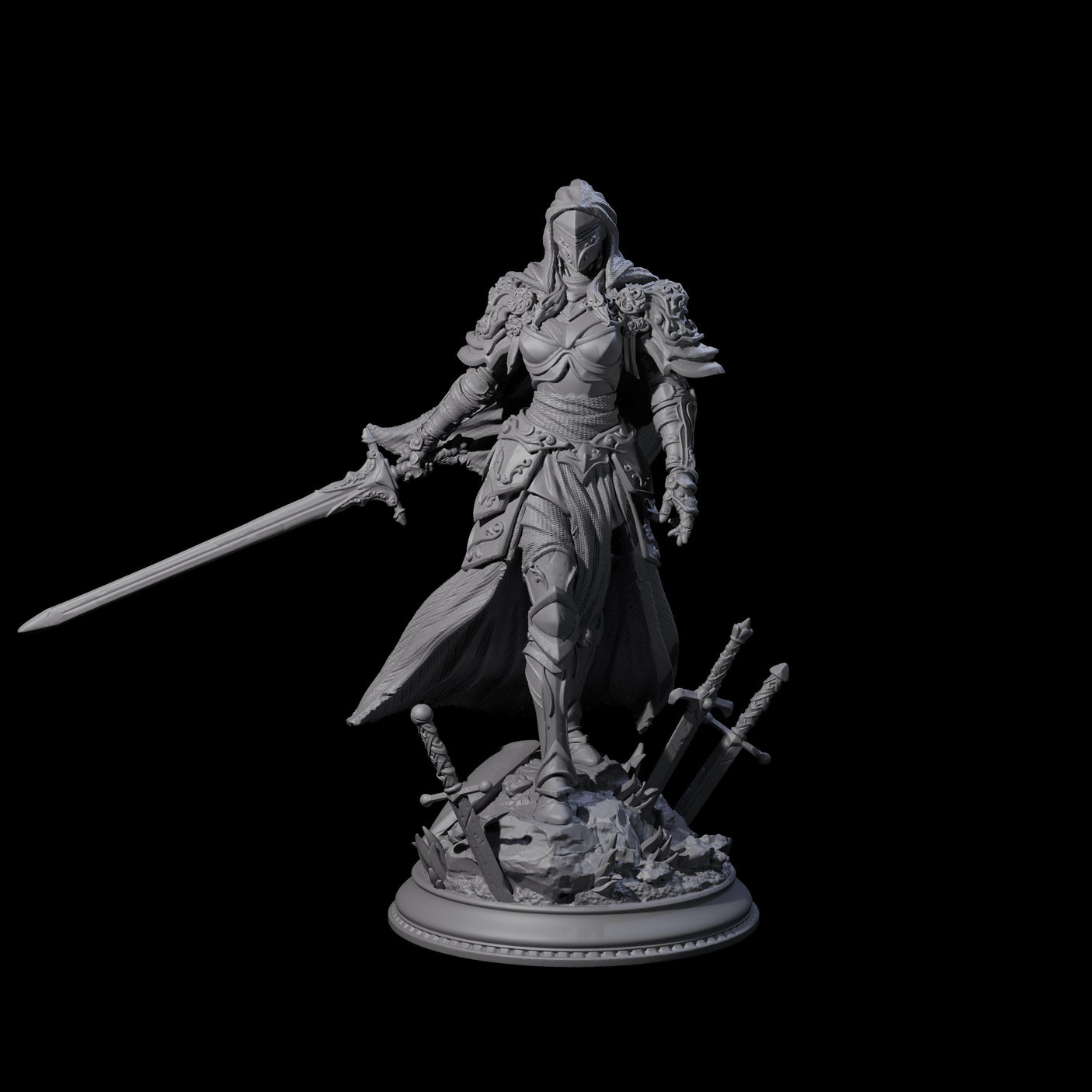 Brandishing Armoured Fighter Miniature for Dungeons and Dragons, Pathfinder or other TTRPGs