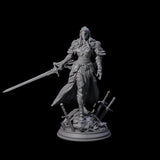Brandishing Armoured Fighter Miniature for Dungeons and Dragons, Pathfinder or other TTRPGs