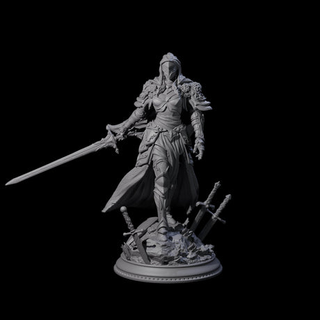 Brandishing Armoured Fighter Miniature for Dungeons and Dragons, Pathfinder or other TTRPGs