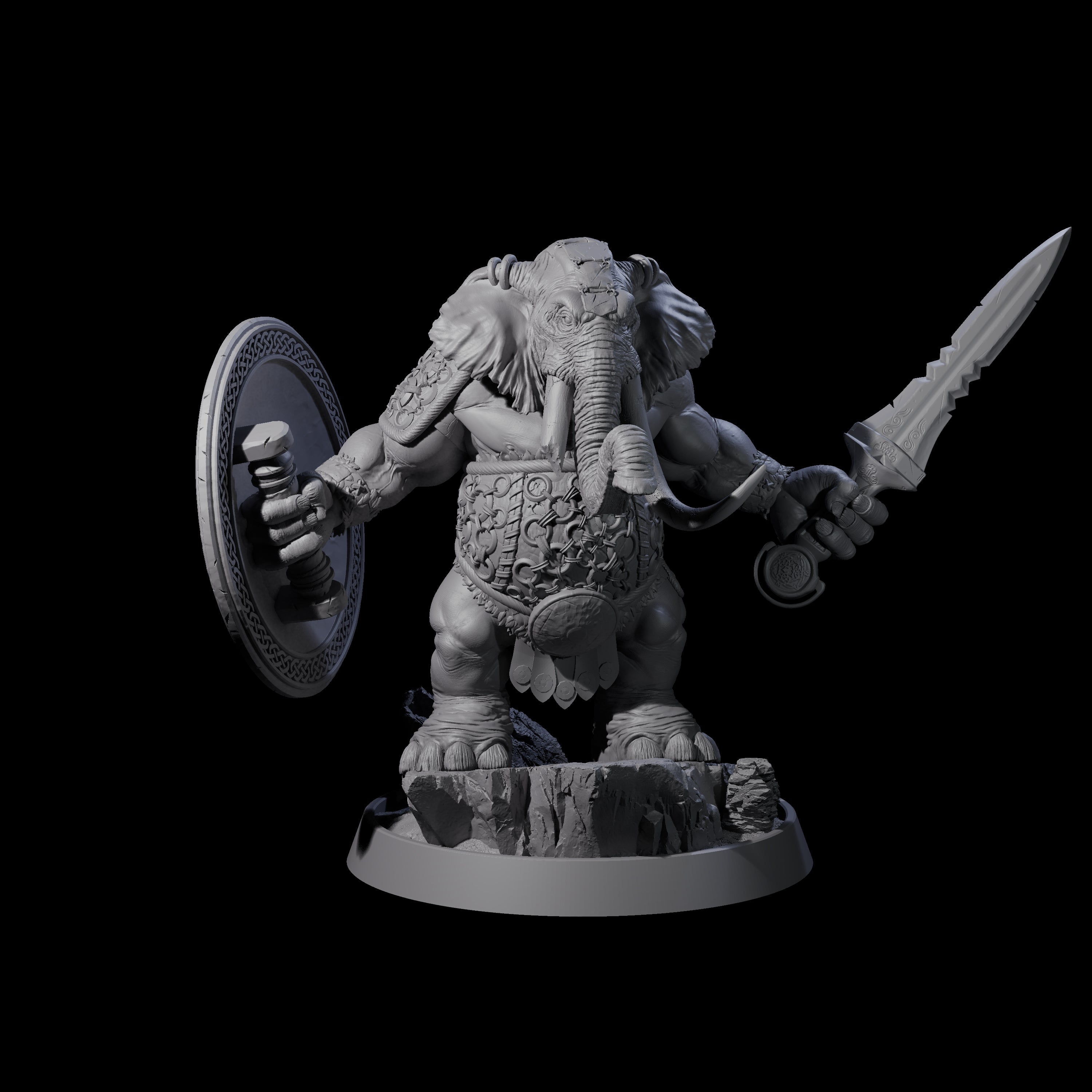 Brave Armoured Loxodon A Miniature for Dungeons and Dragons, Pathfinder or other TTRPGs