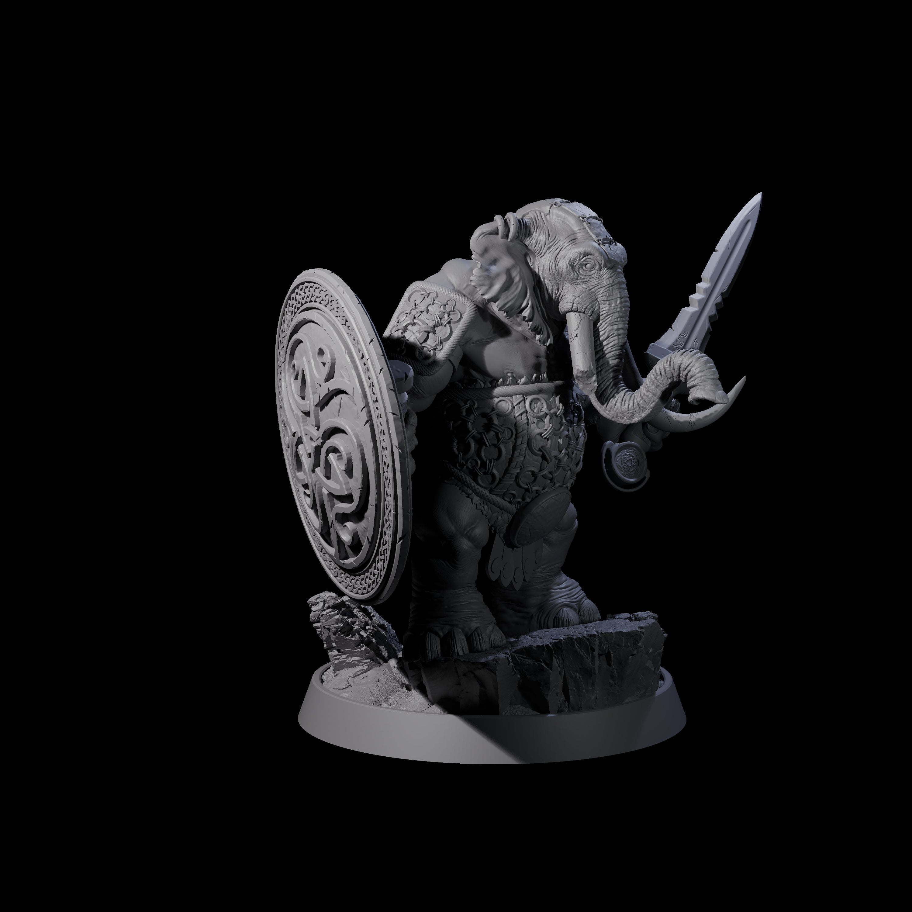 Brave Armoured Loxodon A Miniature for Dungeons and Dragons, Pathfinder or other TTRPGs
