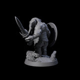 Brave Armoured Loxodon A Miniature for Dungeons and Dragons, Pathfinder or other TTRPGs
