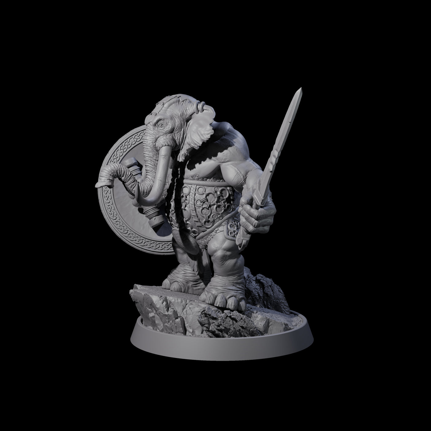 Brave Armoured Loxodon A Miniature for Dungeons and Dragons, Pathfinder or other TTRPGs