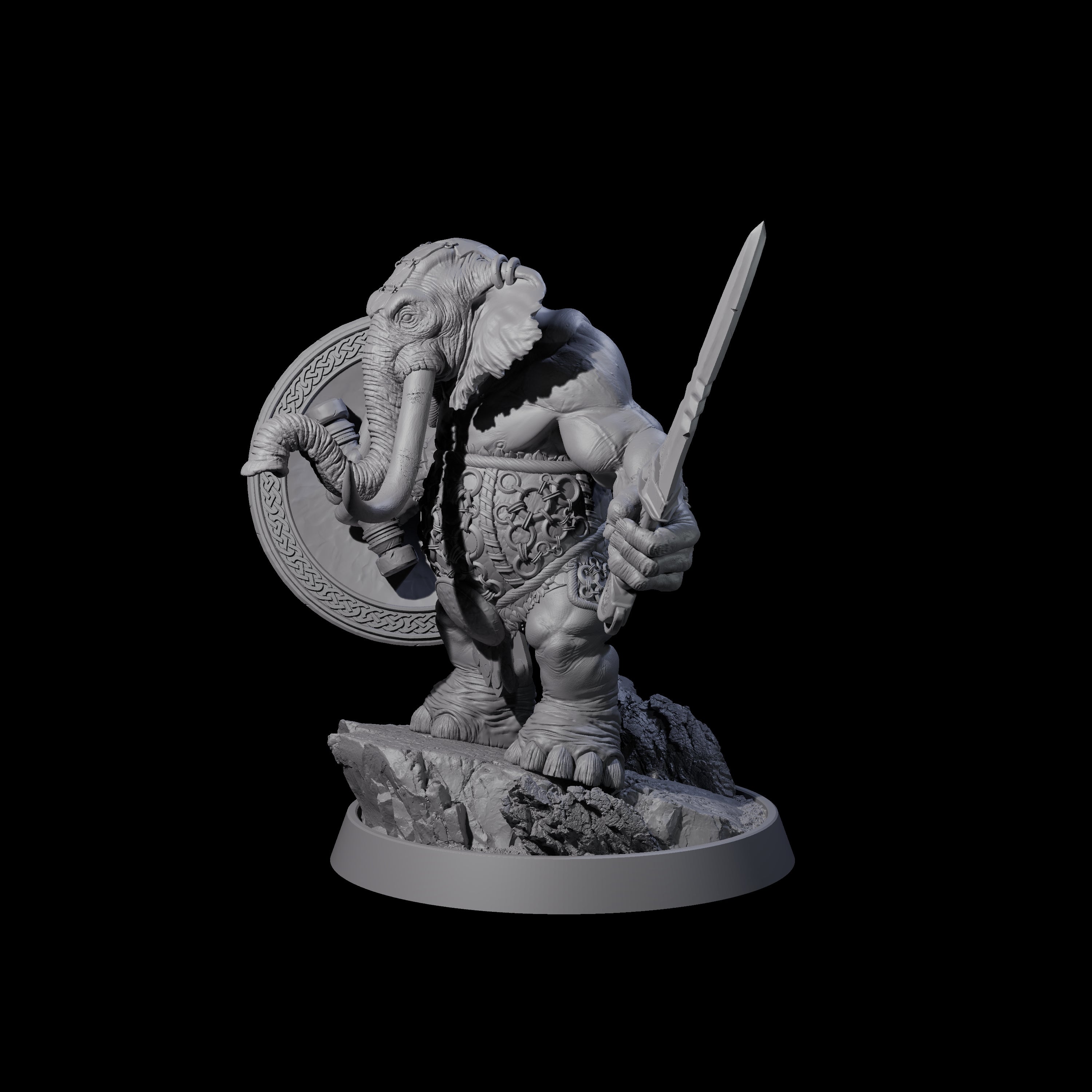 Brave Armoured Loxodon A Miniature for Dungeons and Dragons, Pathfinder or other TTRPGs