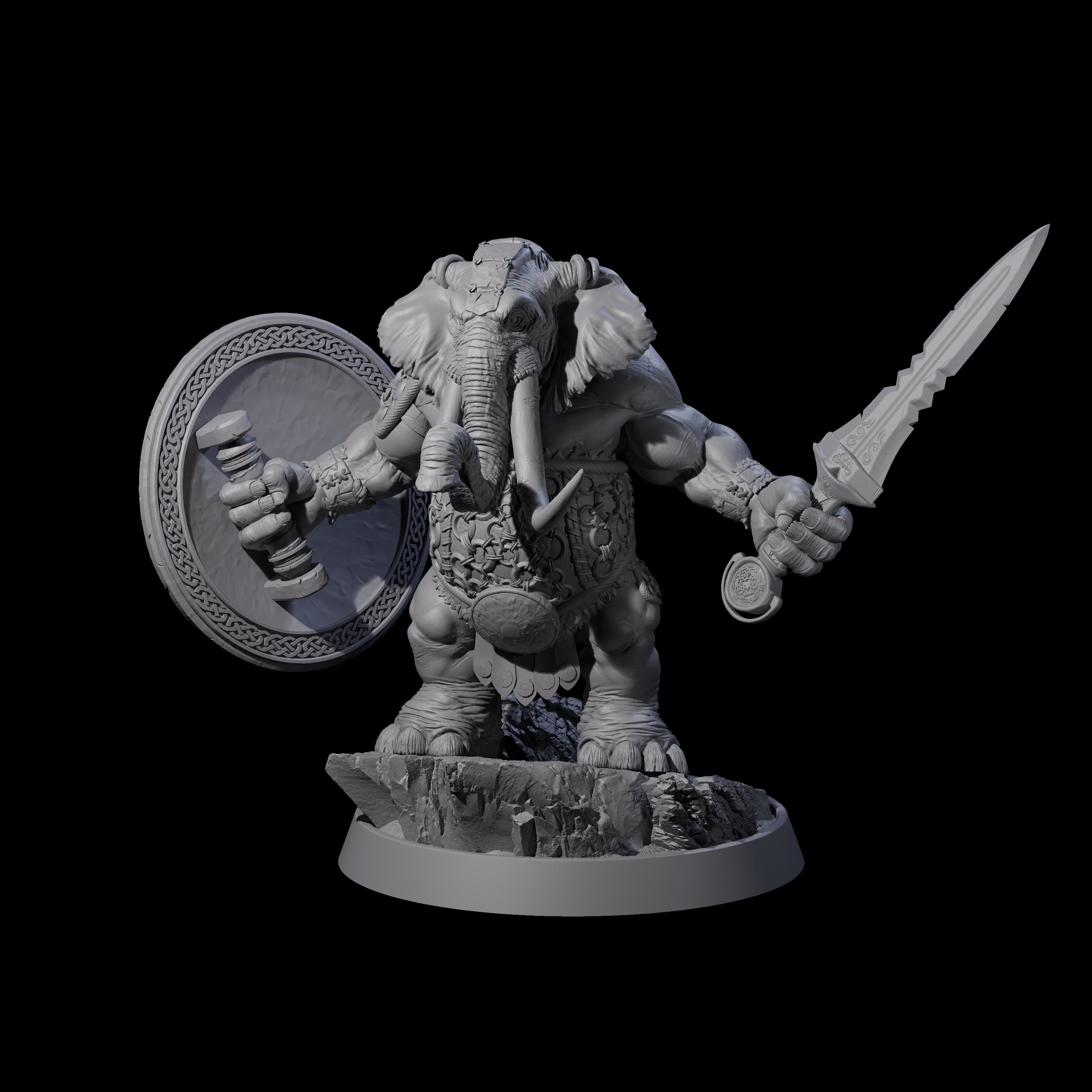 Brave Armoured Loxodon A Miniature for Dungeons and Dragons, Pathfinder or other TTRPGs