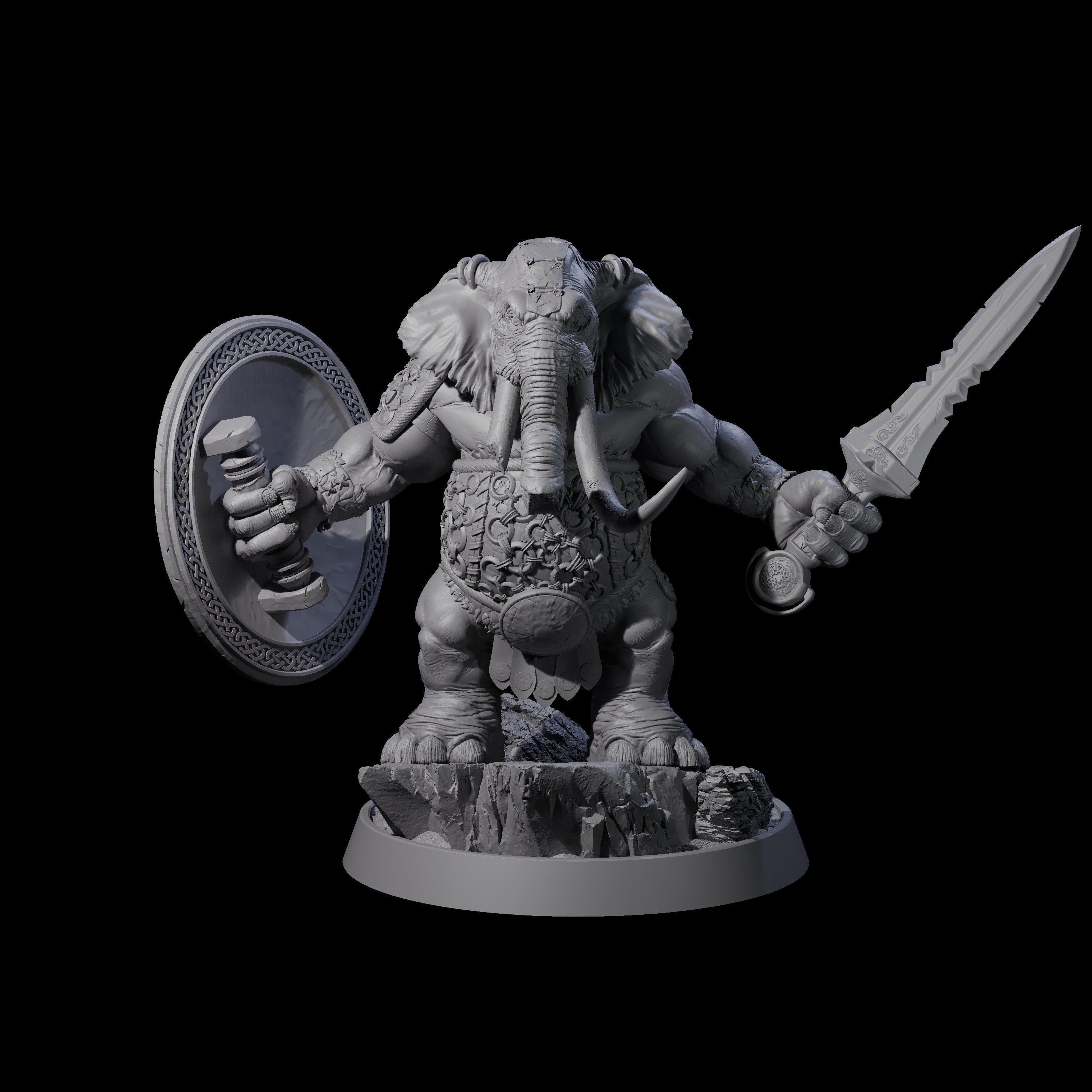 Brave Armoured Loxodon A Miniature for Dungeons and Dragons, Pathfinder or other TTRPGs
