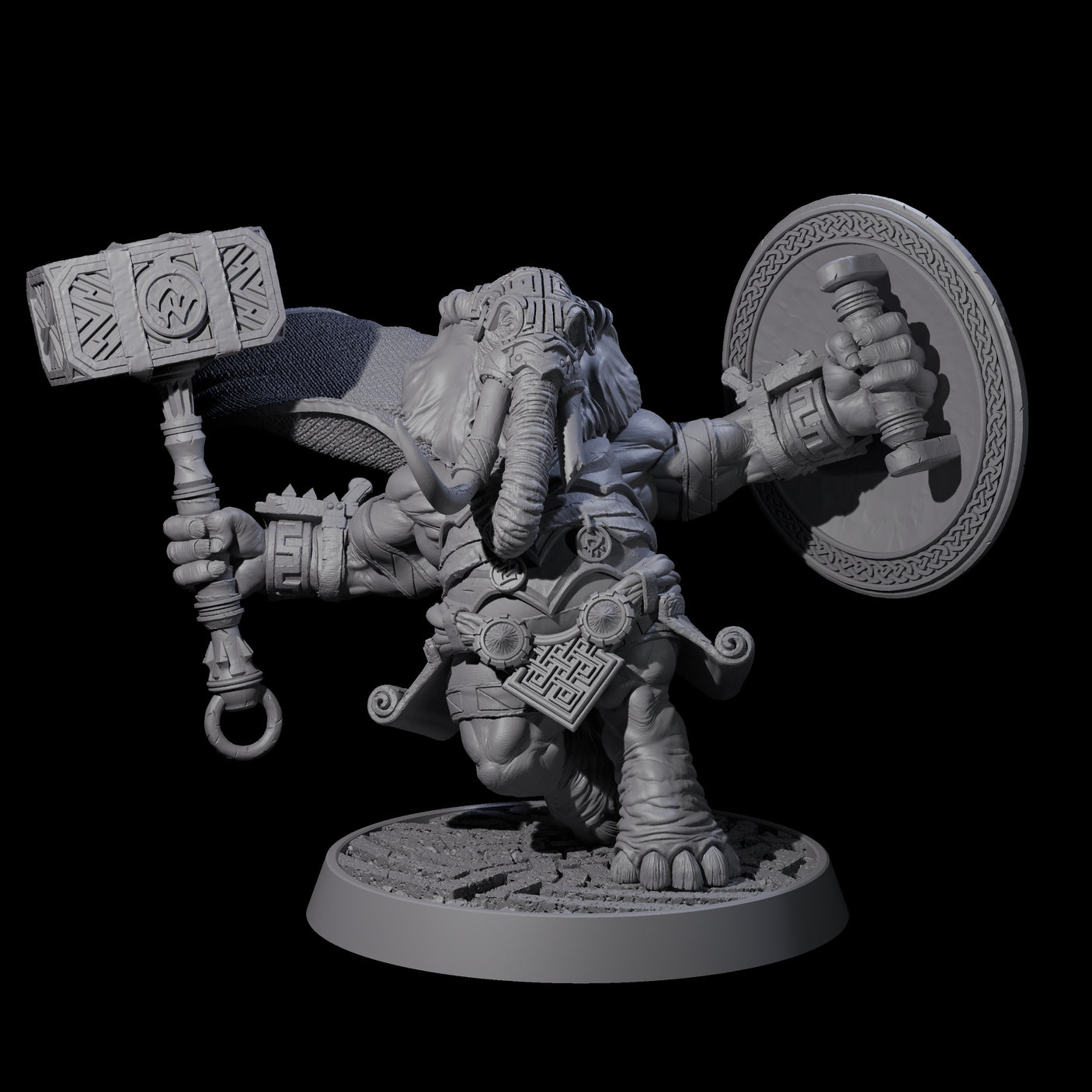 Brave Armoured Loxodon C Miniature for Dungeons and Dragons, Pathfinder or other TTRPGs