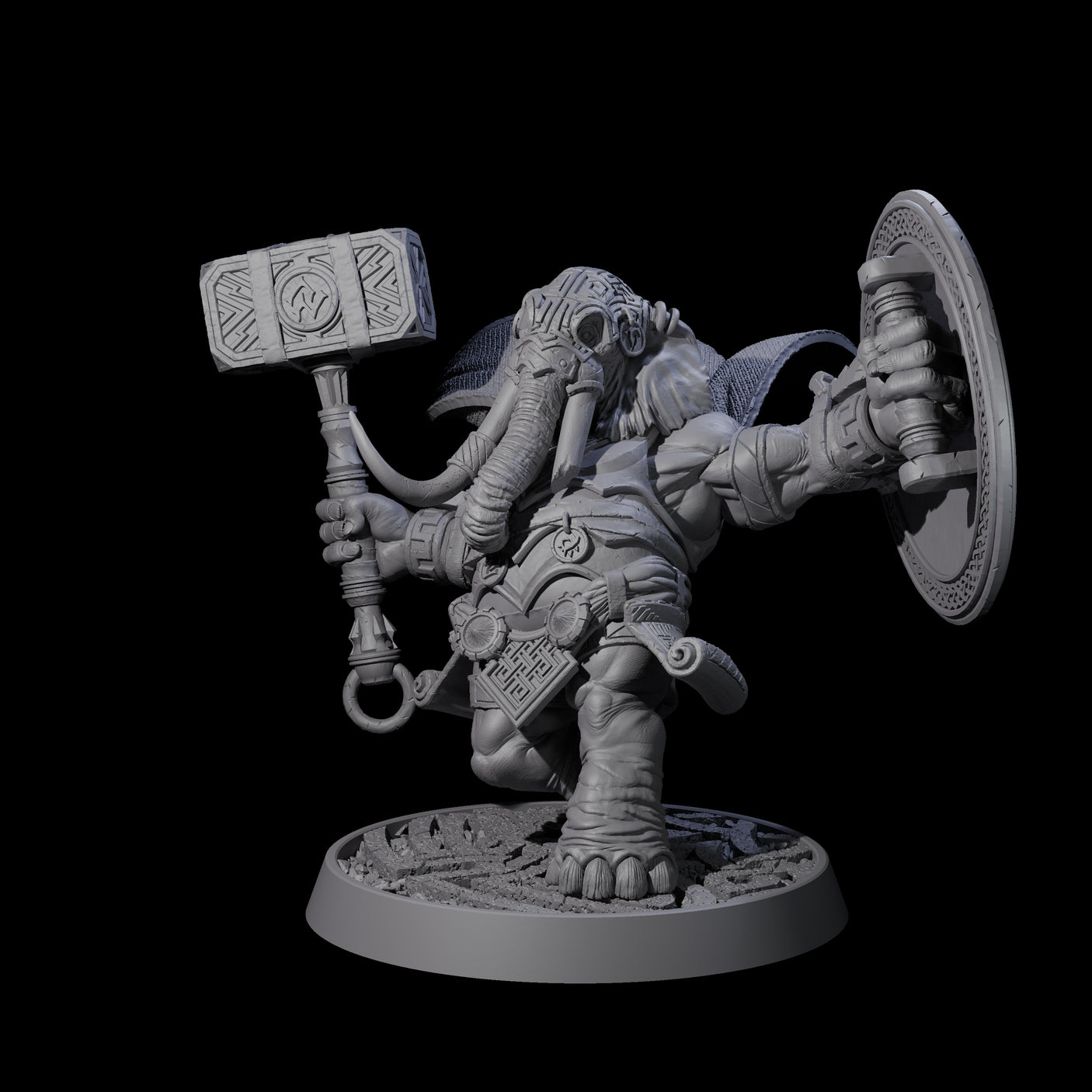 Brave Armoured Loxodon C Miniature for Dungeons and Dragons, Pathfinder or other TTRPGs