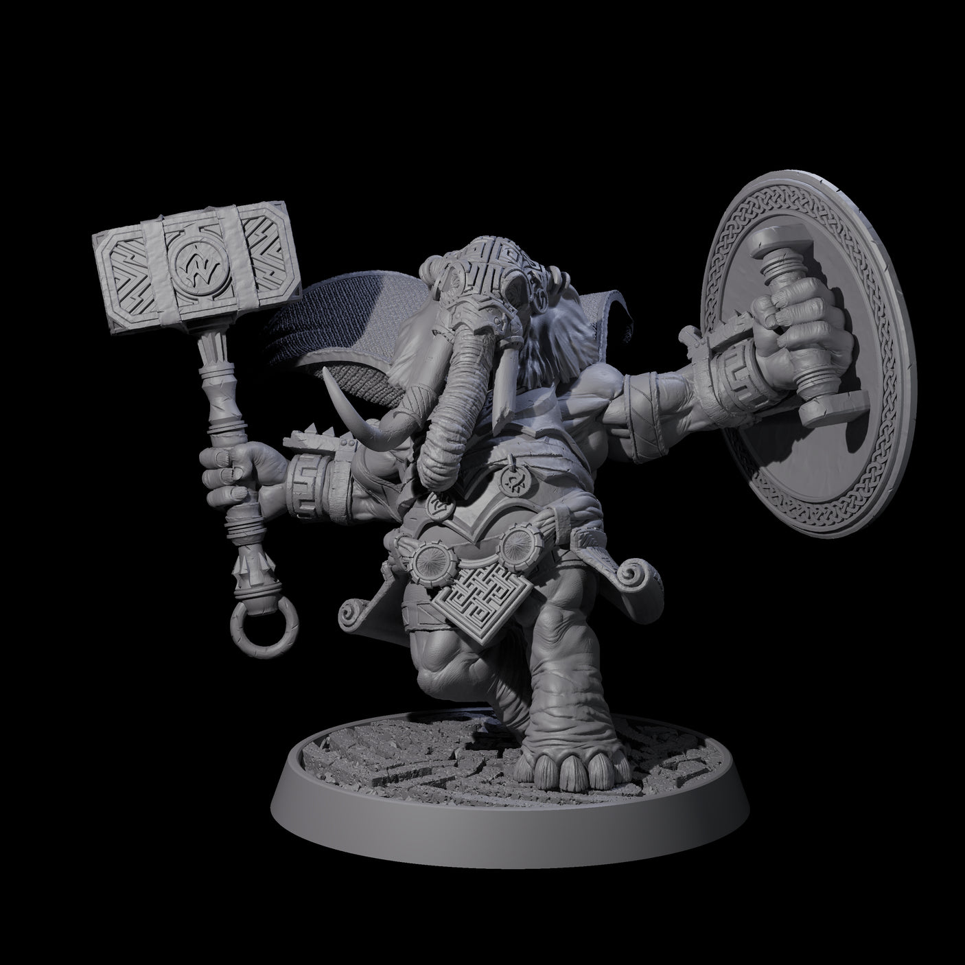 Brave Armoured Loxodon C Miniature for Dungeons and Dragons, Pathfinder or other TTRPGs