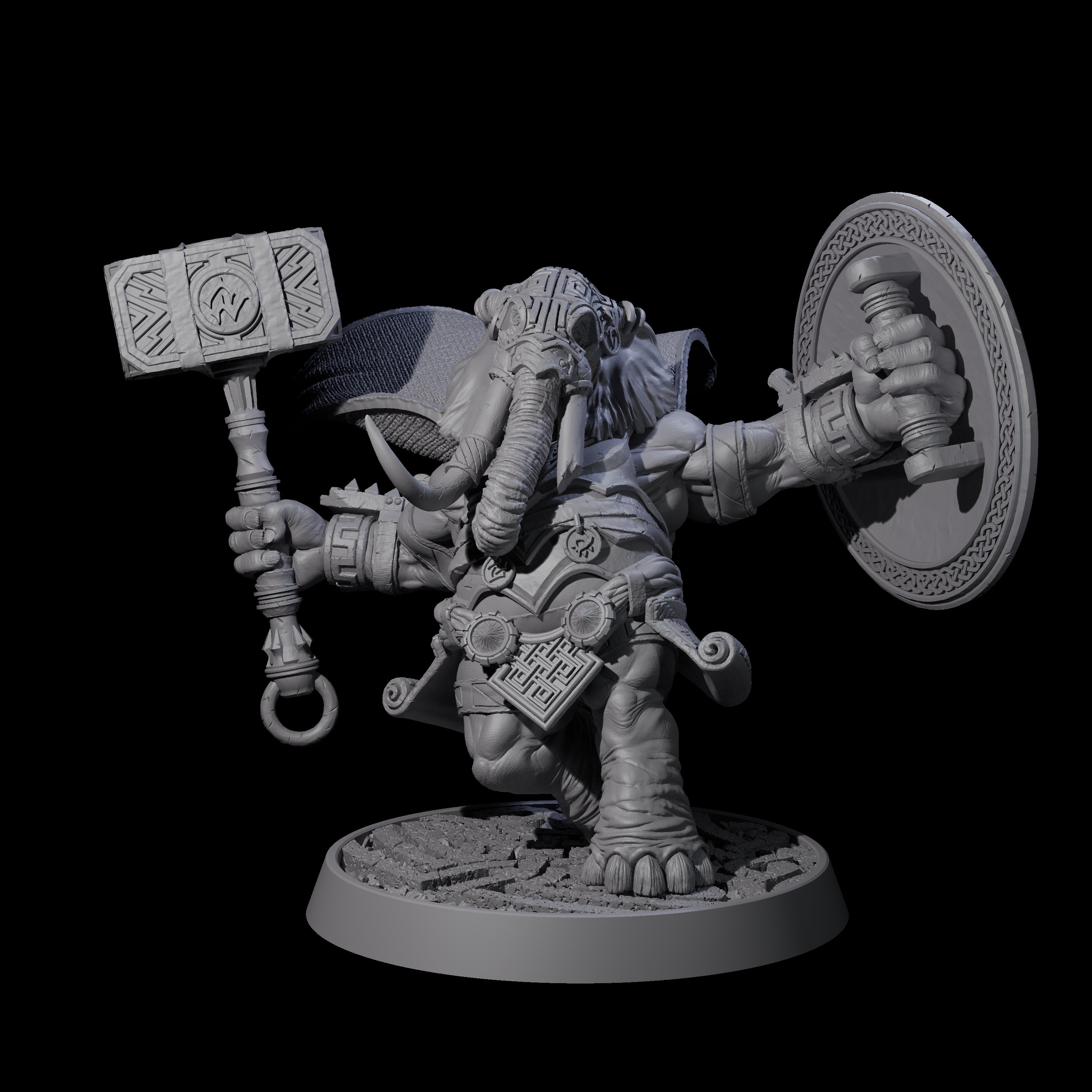 Brave Armoured Loxodon C Miniature for Dungeons and Dragons, Pathfinder or other TTRPGs