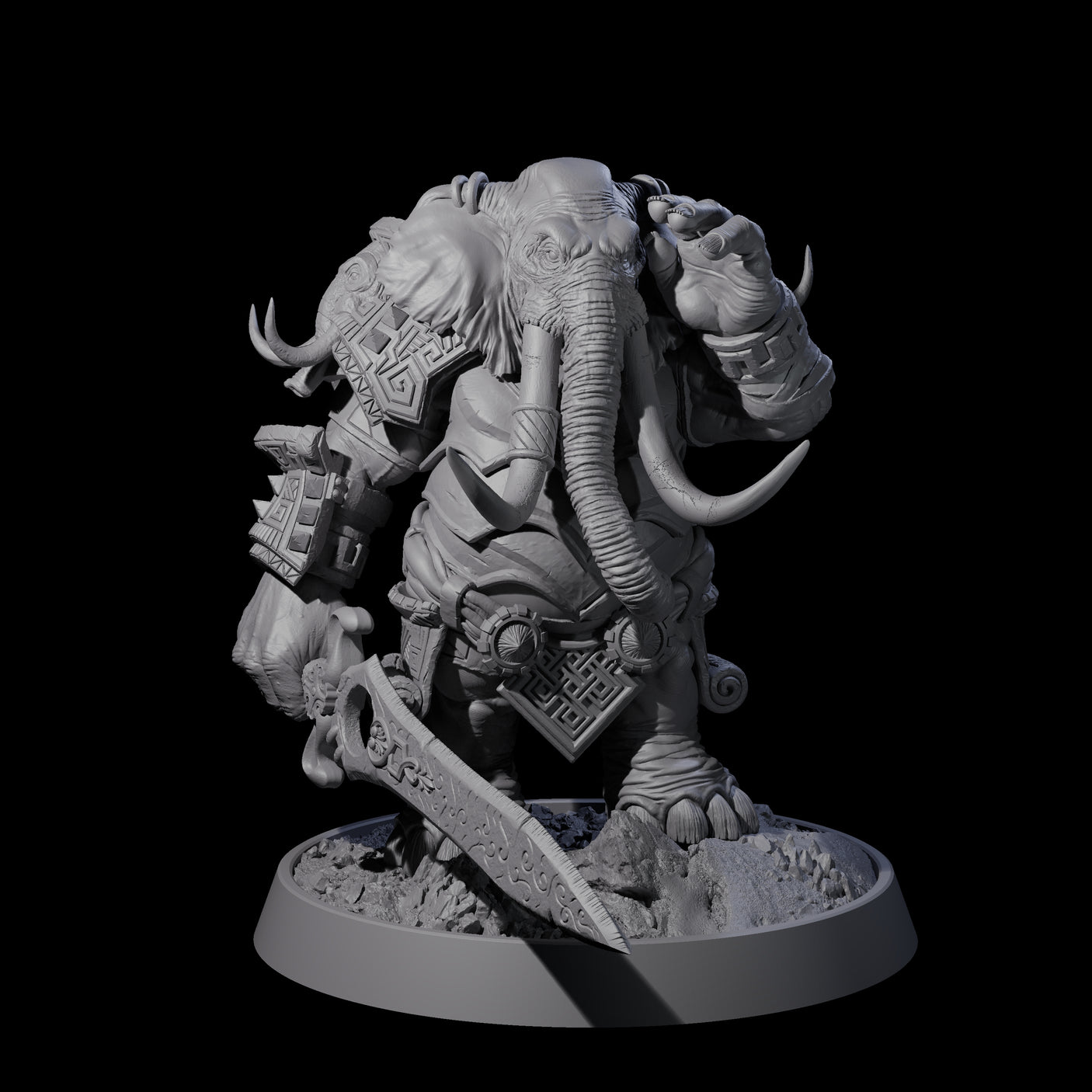 Brave Armoured Loxodon D Miniature for Dungeons and Dragons, Pathfinder or other TTRPGs