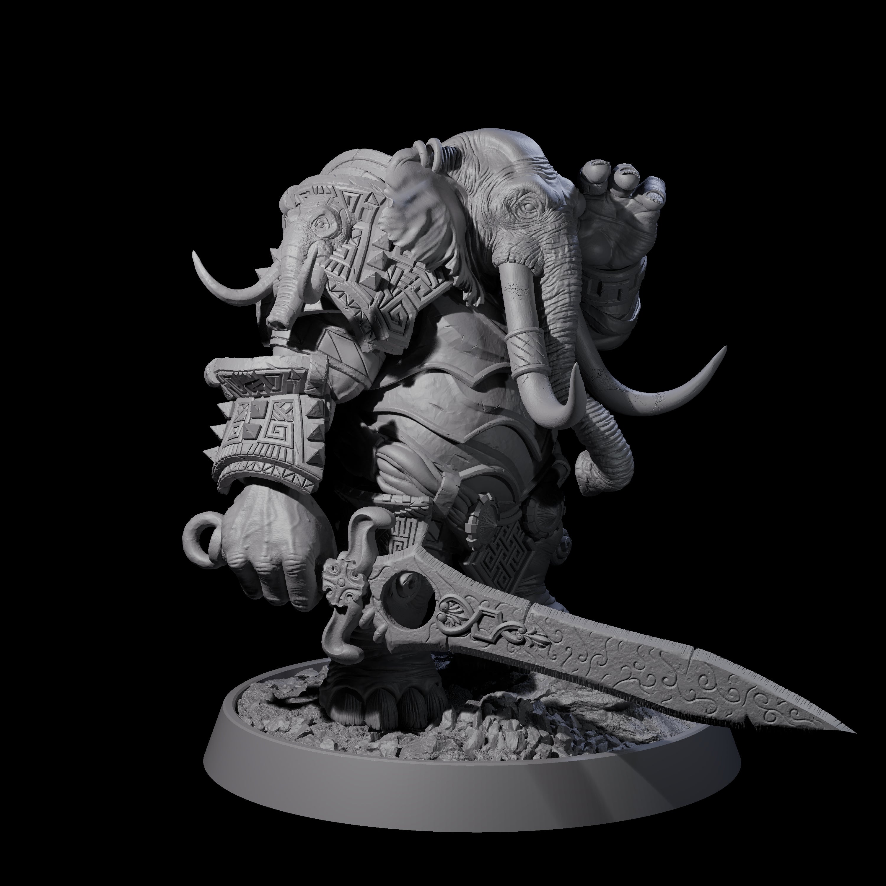 Brave Armoured Loxodon D Miniature for Dungeons and Dragons, Pathfinder or other TTRPGs