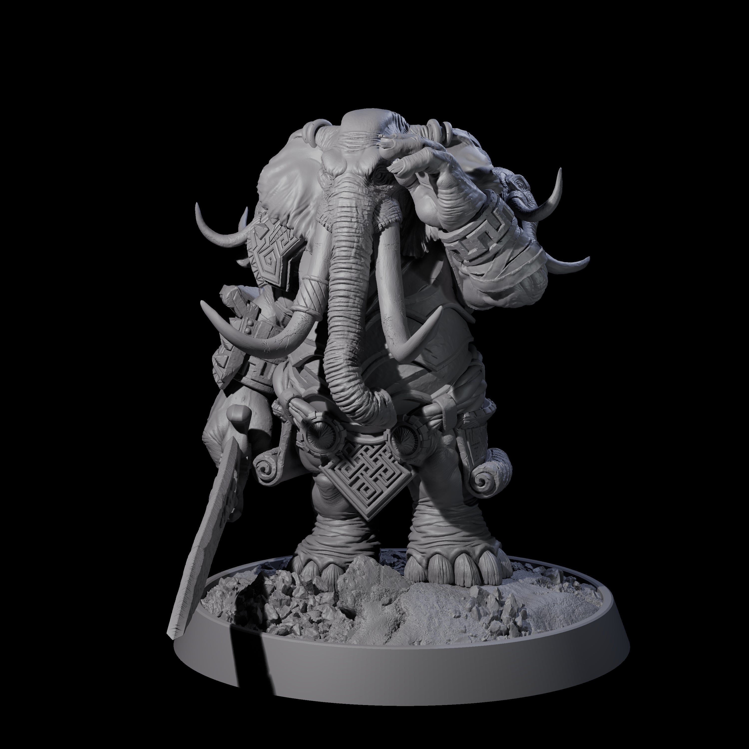 Brave Armoured Loxodon D Miniature for Dungeons and Dragons, Pathfinder or other TTRPGs