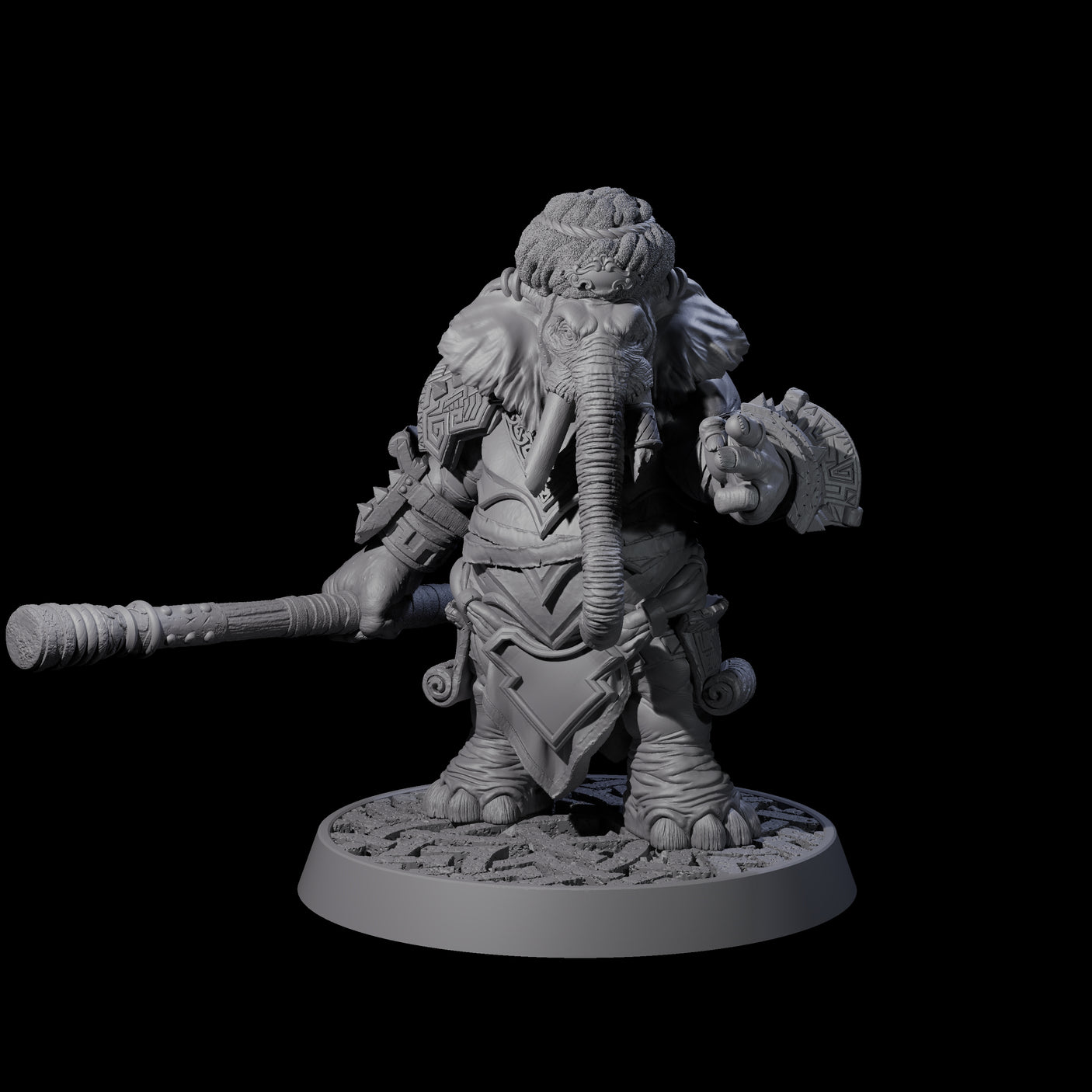 Brave Armoured Loxodon I Miniature for Dungeons and Dragons, Pathfinder or other TTRPGs
