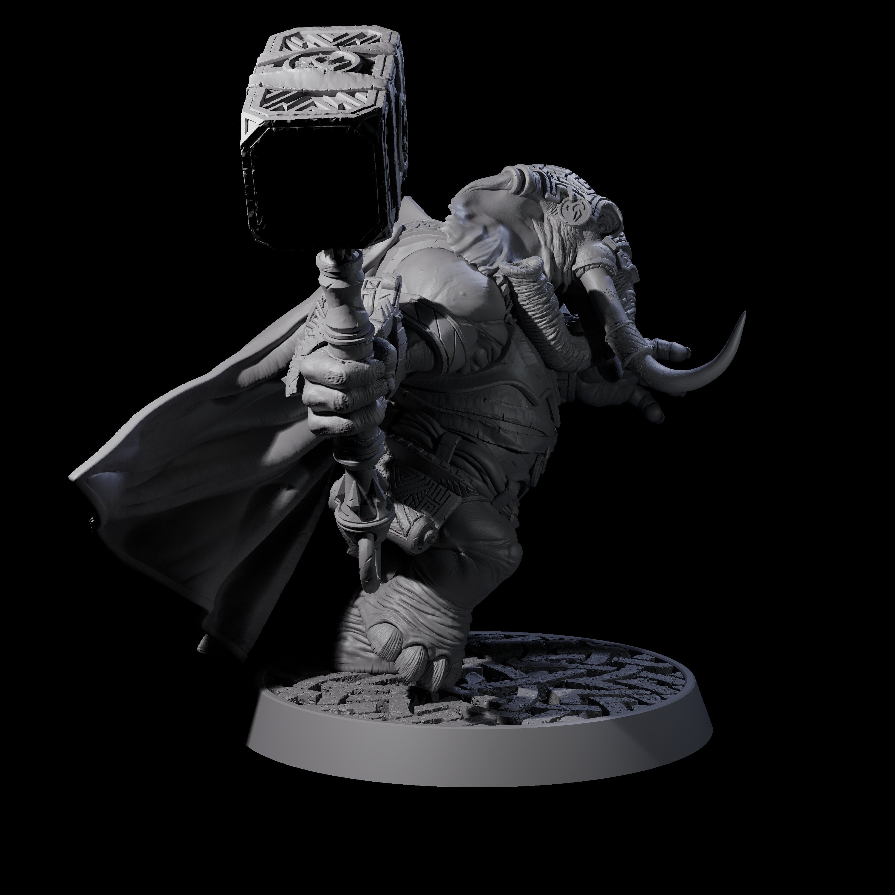 Brave Armoured Loxodon J Miniature for Dungeons and Dragons, Pathfinder or other TTRPGs