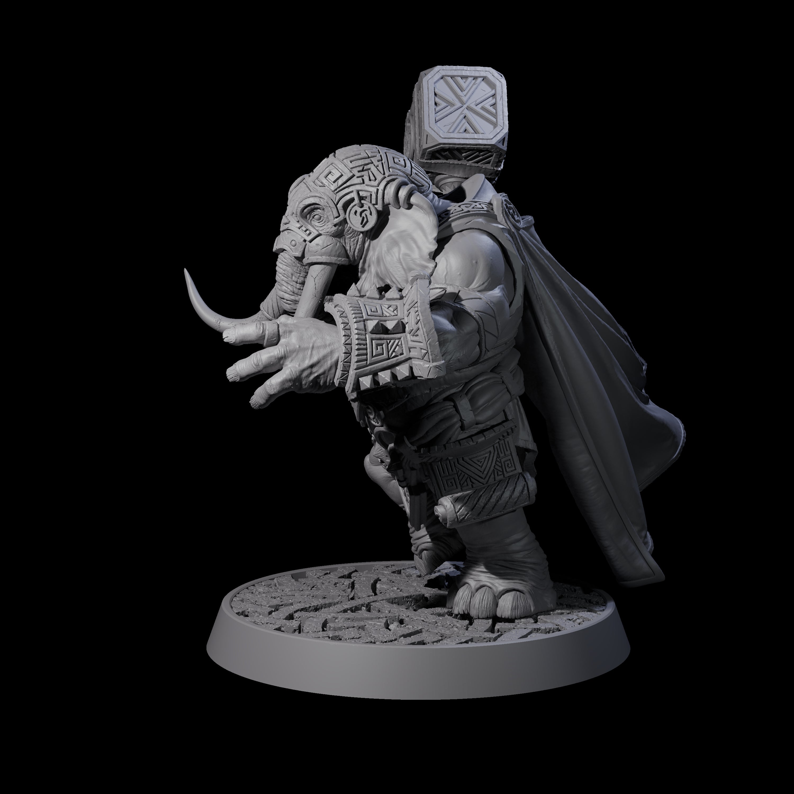 Brave Armoured Loxodon J Miniature for Dungeons and Dragons, Pathfinder or other TTRPGs
