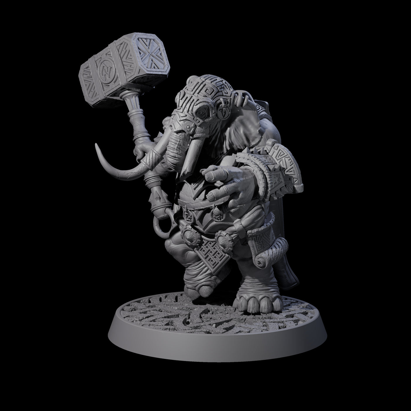 Brave Armoured Loxodon J Miniature for Dungeons and Dragons, Pathfinder or other TTRPGs