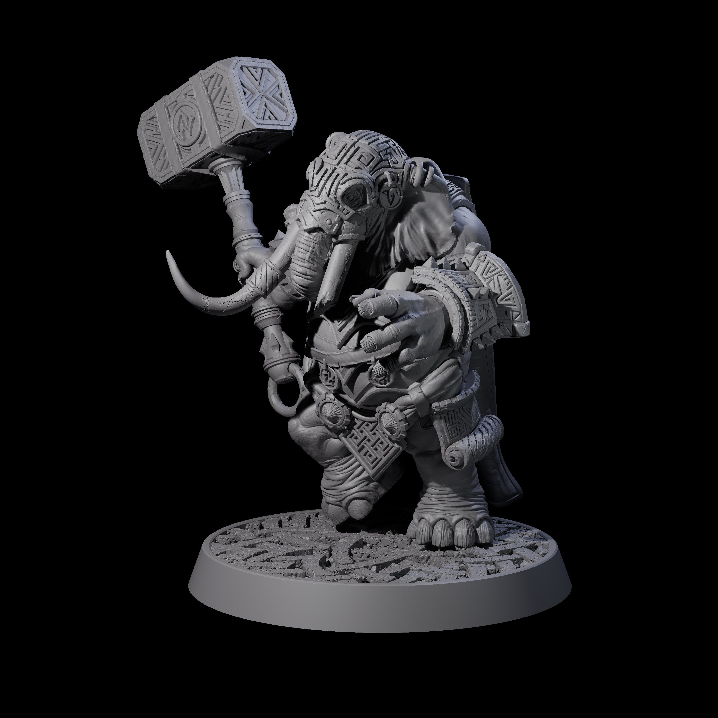Brave Armoured Loxodon J Miniature for Dungeons and Dragons, Pathfinder or other TTRPGs