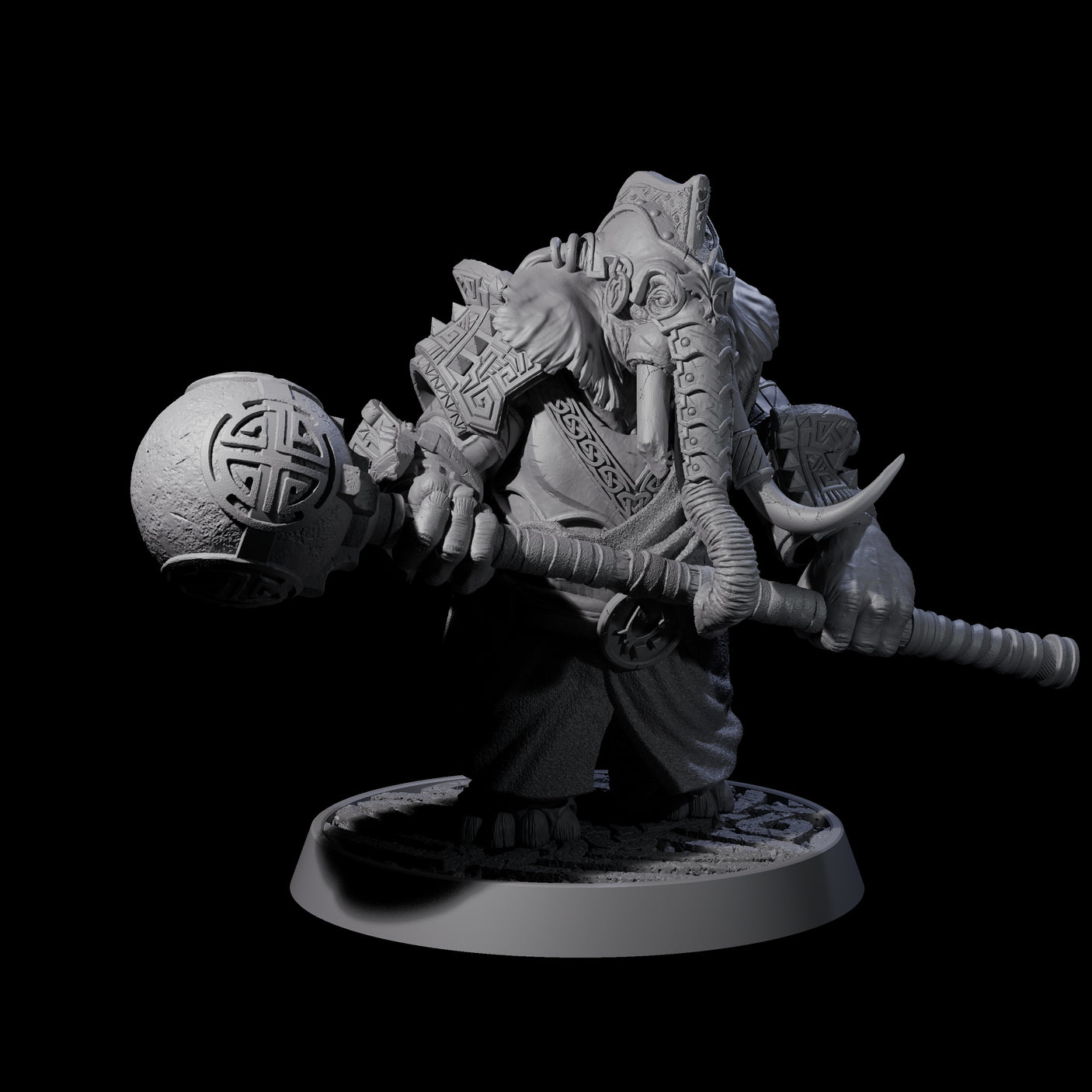 Brave Armoured Loxodon L Miniature for Dungeons and Dragons, Pathfinder or other TTRPGs