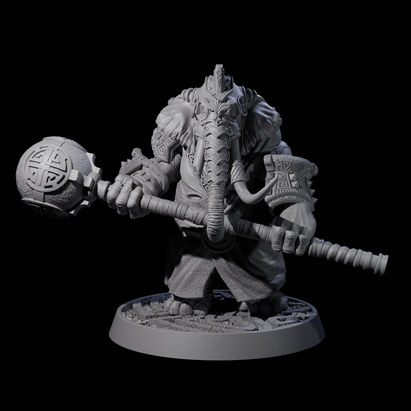 Brave Armoured Loxodon L Miniature for Dungeons and Dragons, Pathfinder or other TTRPGs
