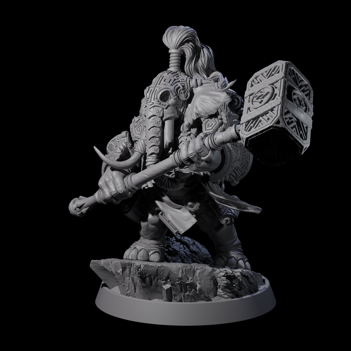 Brave Armoured Loxodon M Miniature for Dungeons and Dragons, Pathfinder or other TTRPGs
