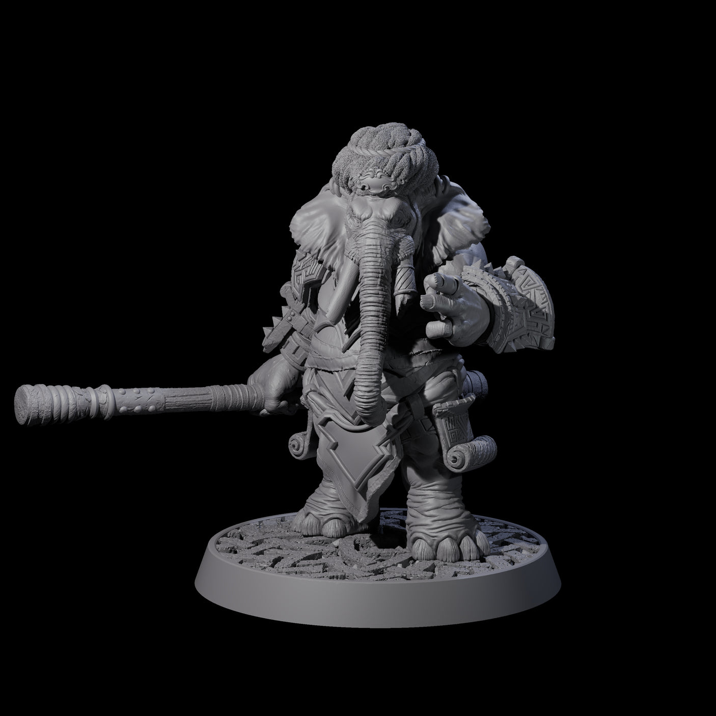 Brave Armoured Loxodon Phalanx Miniature for Dungeons and Dragons, Pathfinder or other TTRPGs