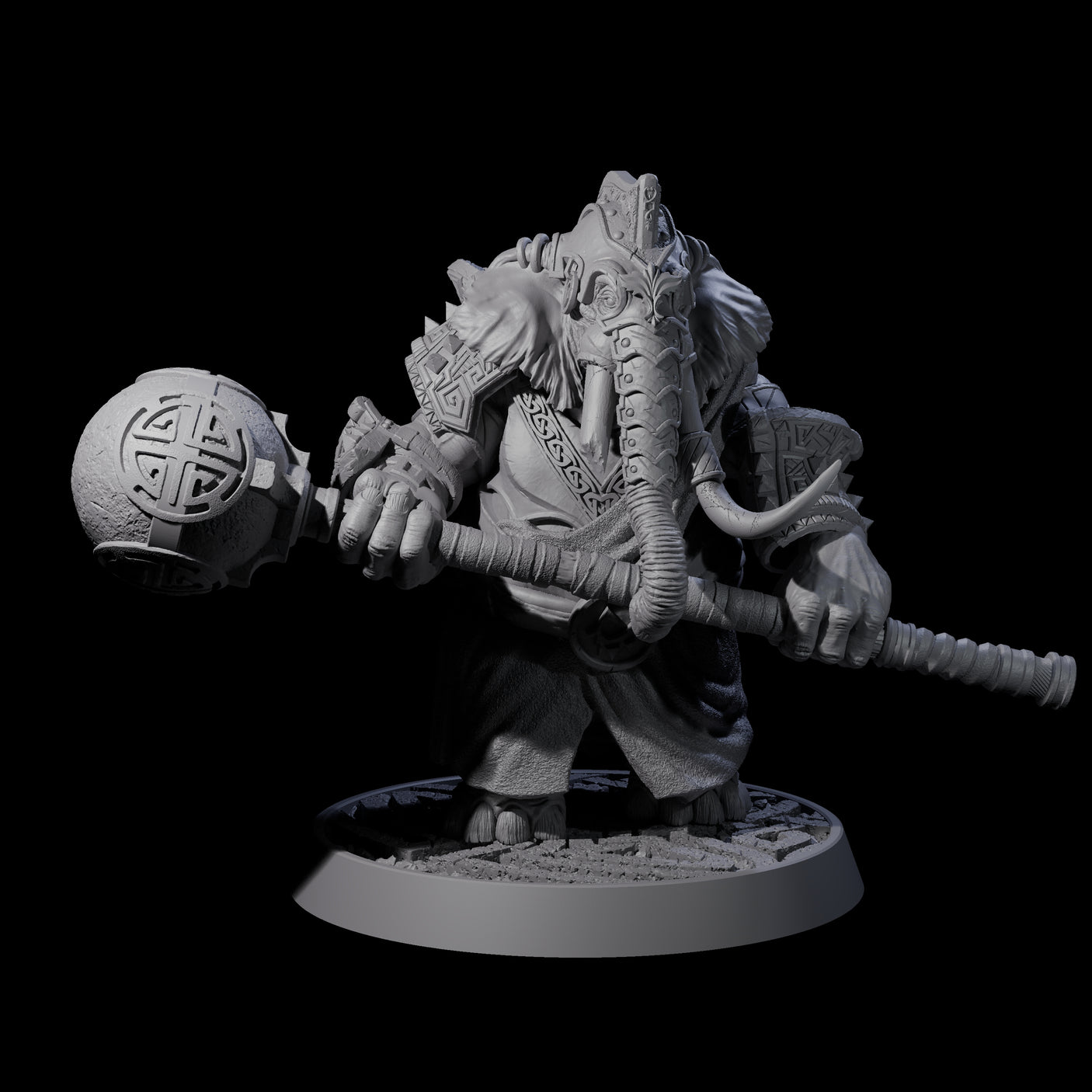 Brave Armoured Loxodon Phalanx Miniature for Dungeons and Dragons, Pathfinder or other TTRPGs