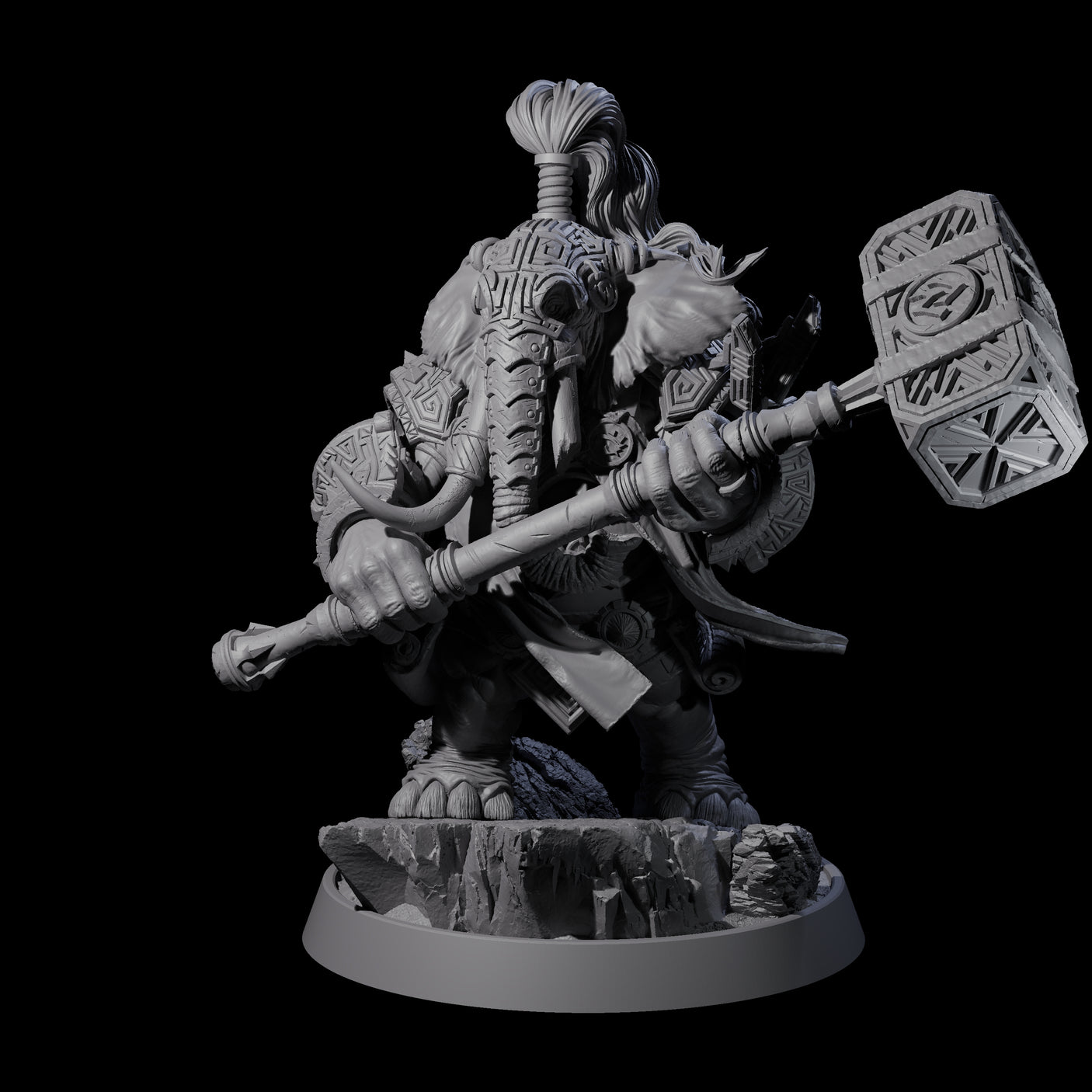 Brave Armoured Loxodon Phalanx Miniature for Dungeons and Dragons, Pathfinder or other TTRPGs