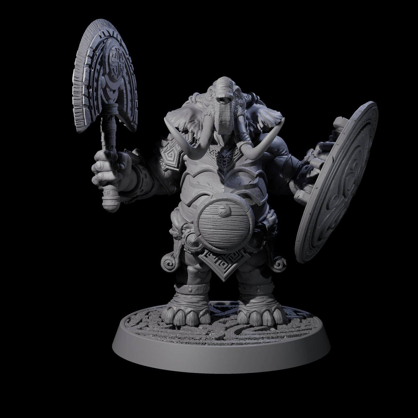 Brave Armoured Loxodon Phalanx Miniature for Dungeons and Dragons, Pathfinder or other TTRPGs