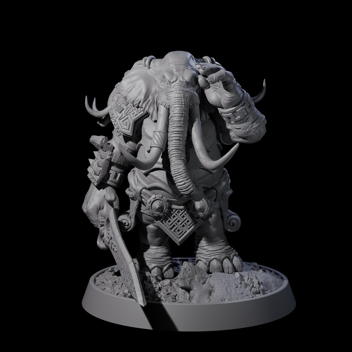 Brave Armoured Loxodon Phalanx Miniature for Dungeons and Dragons, Pathfinder or other TTRPGs