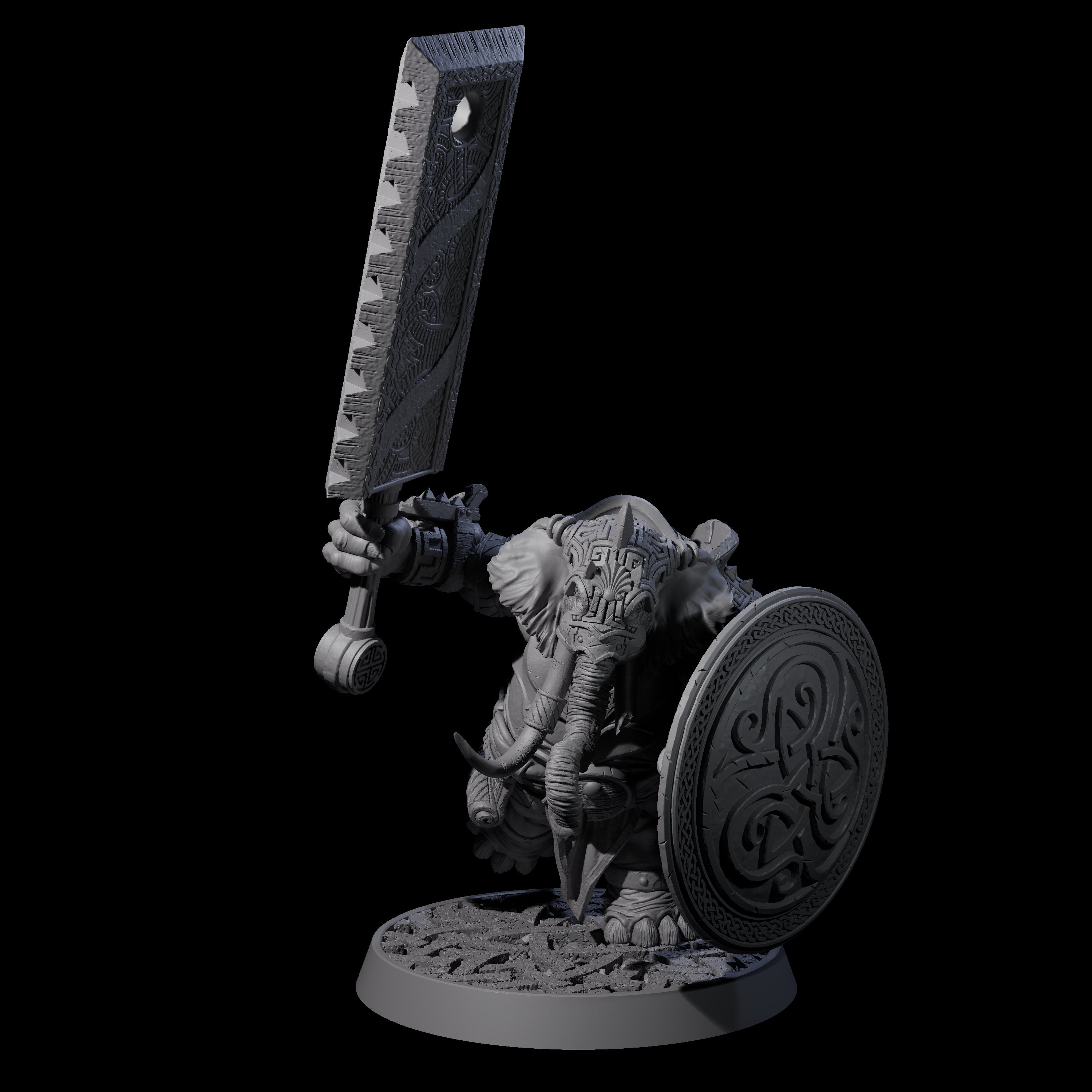 Brave Armoured Loxodon Phalanx Miniature for Dungeons and Dragons, Pathfinder or other TTRPGs