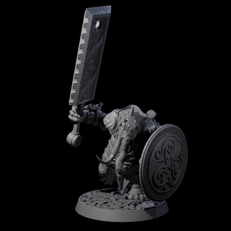 Brave Armoured Loxodon Phalanx Miniature for Dungeons and Dragons, Pathfinder or other TTRPGs