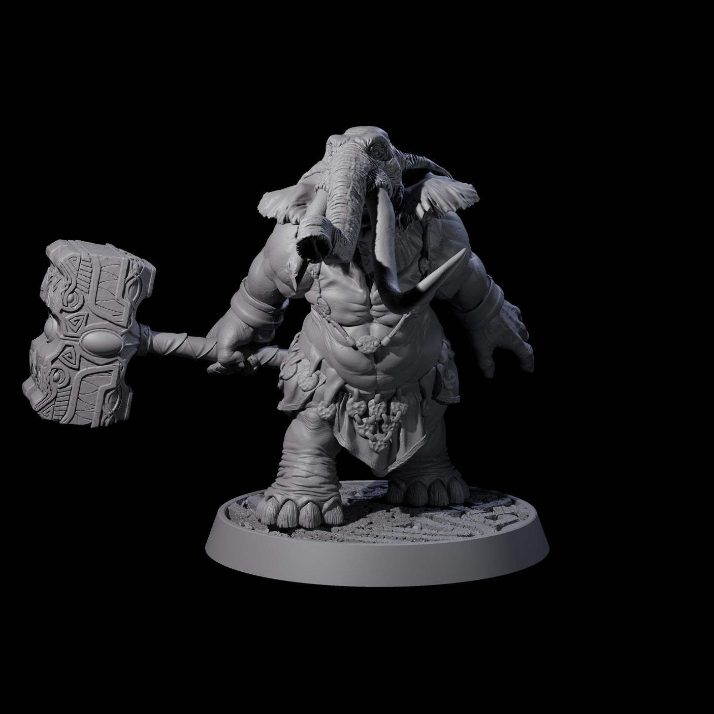 Brave Armoured Loxodon Phalanx Miniature for Dungeons and Dragons, Pathfinder or other TTRPGs